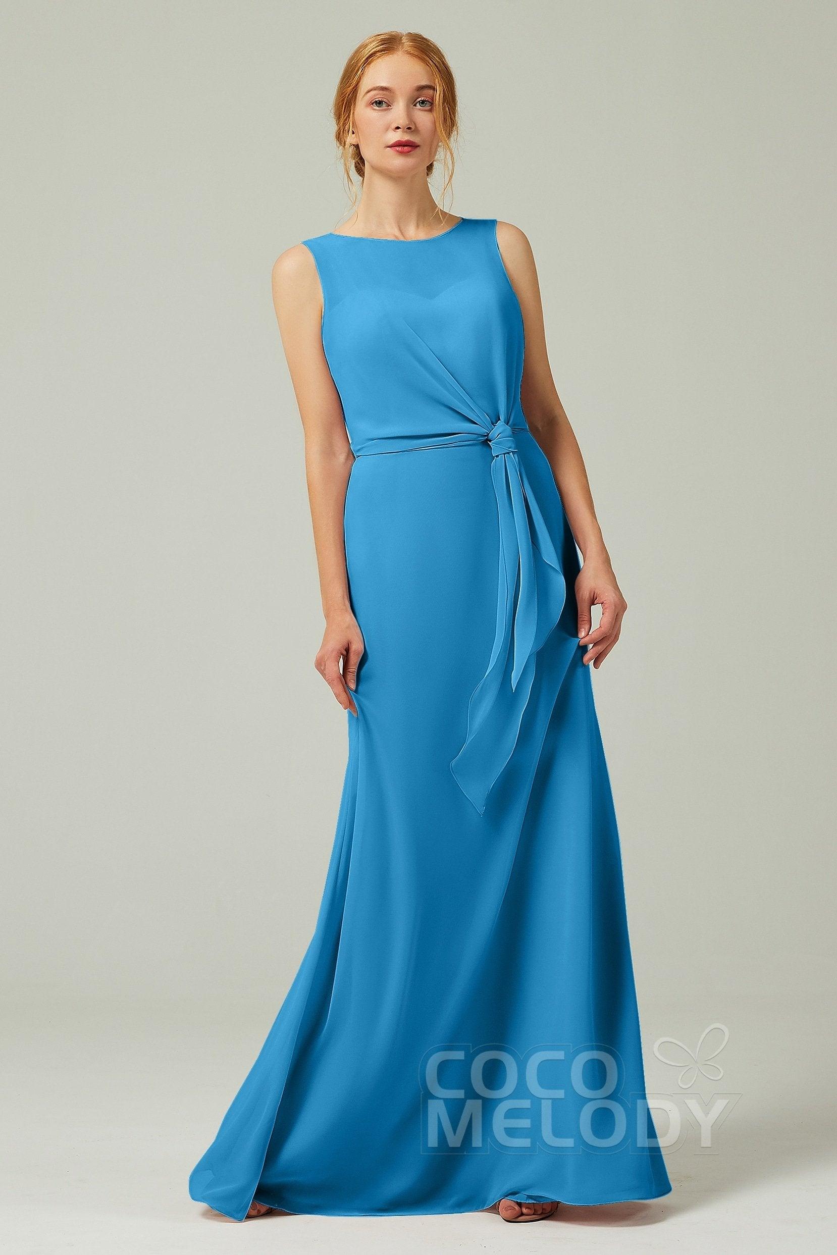 A-Line Floor Length Chiffon Bridesmaid Dress CB0317 - COCOMELODY