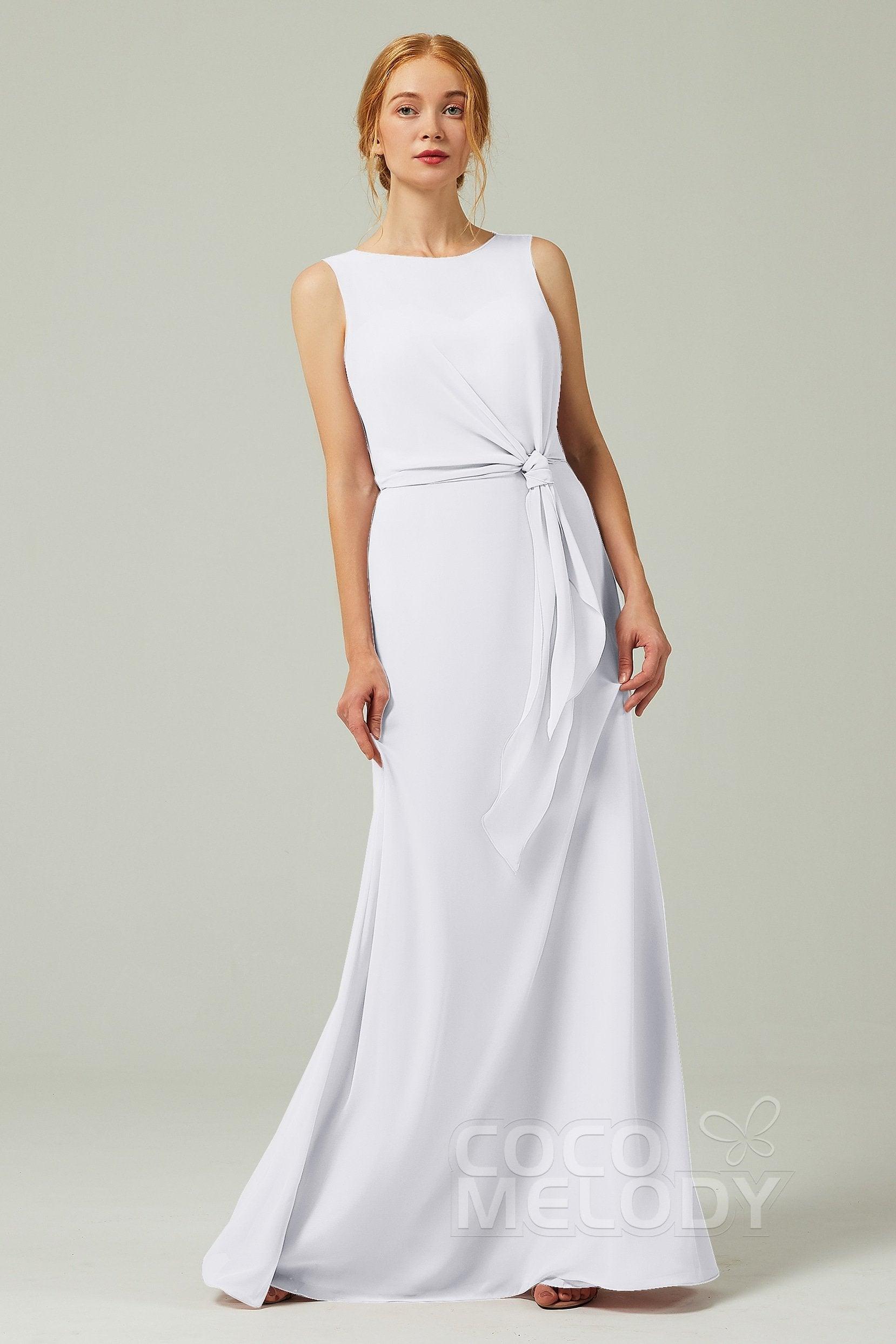 A-Line Floor Length Chiffon Bridesmaid Dress CB0317 - COCOMELODY