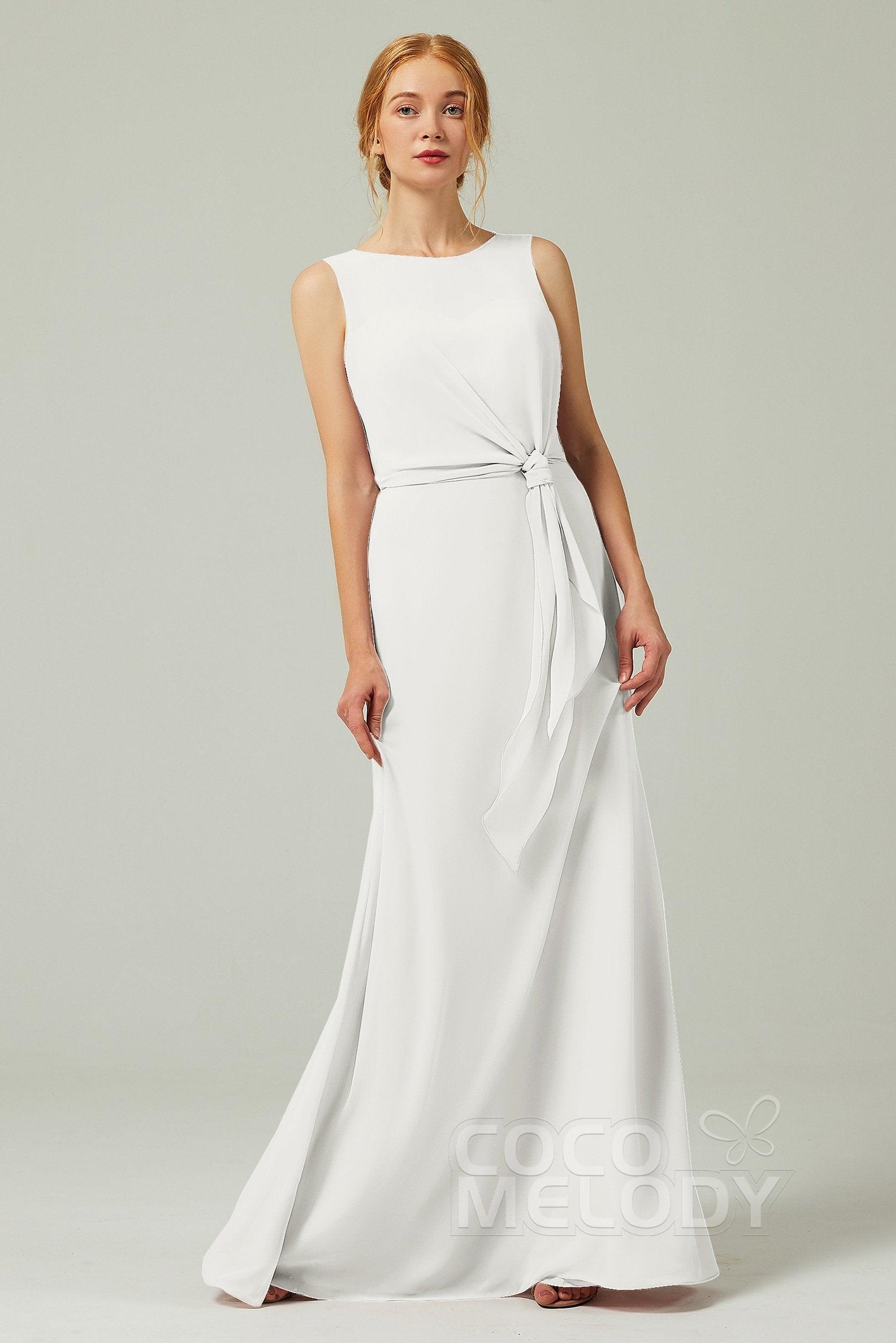 A-Line Floor Length Chiffon Bridesmaid Dress CB0317 - COCOMELODY