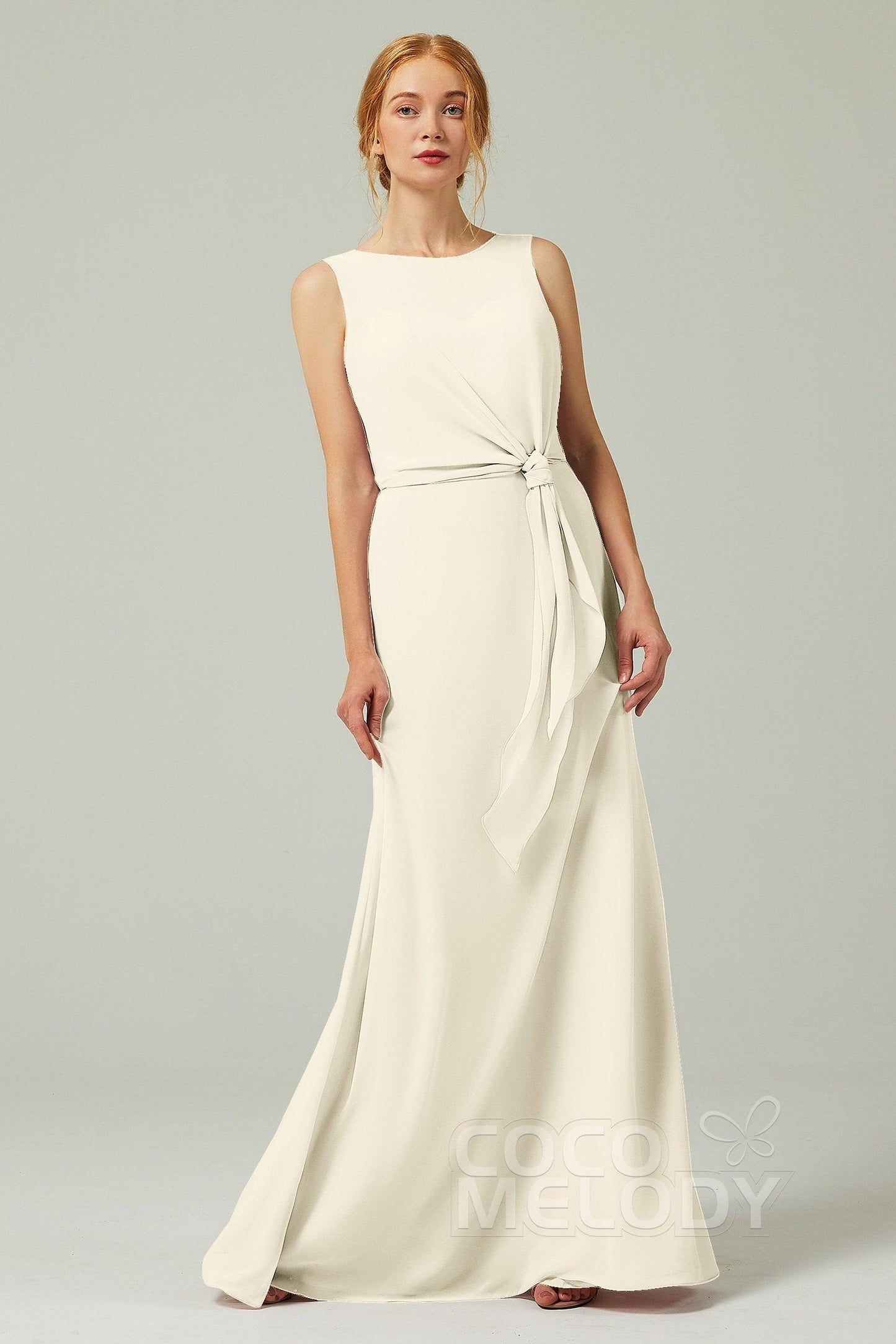 A-Line Floor Length Chiffon Bridesmaid Dress CB0317 - COCOMELODY
