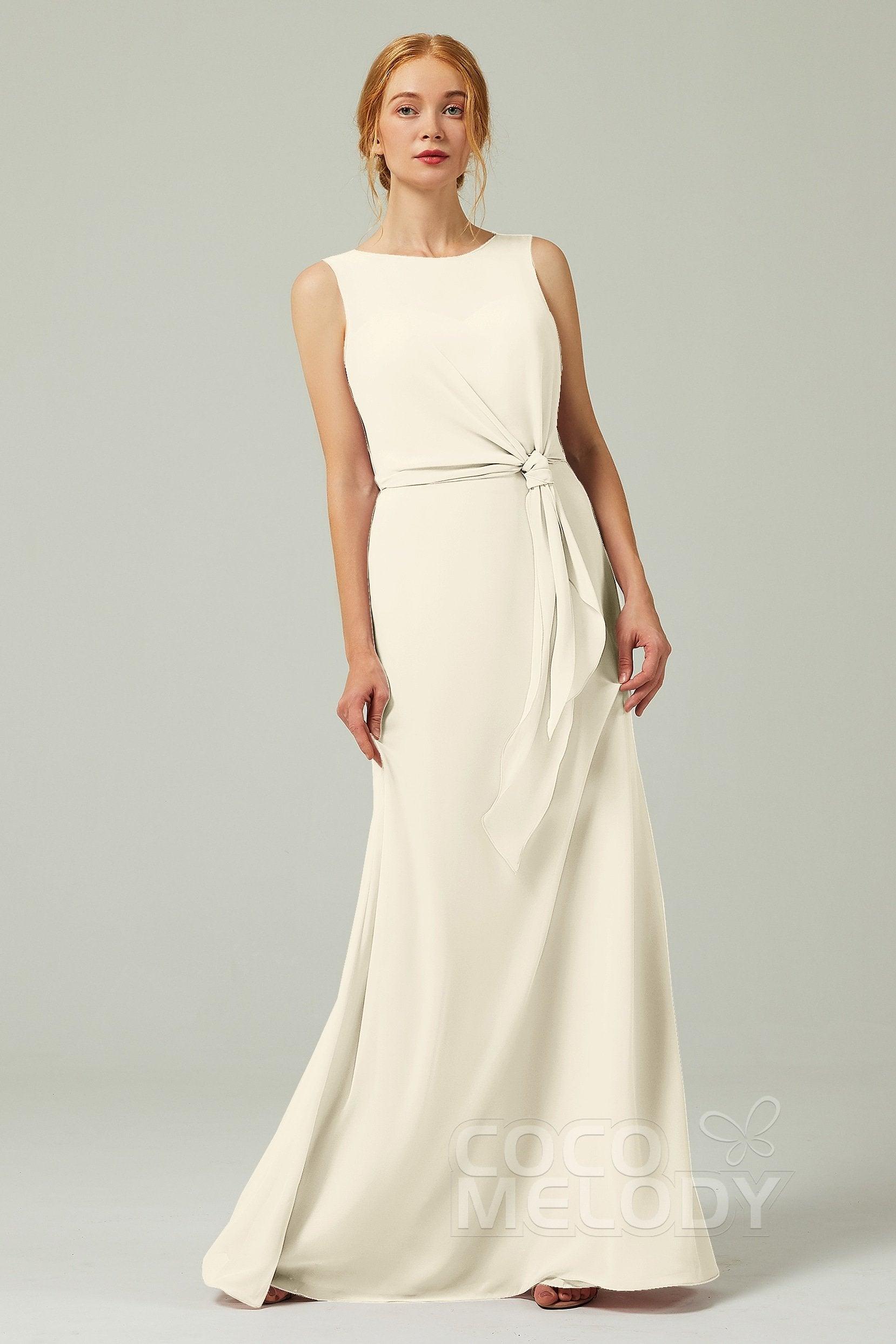 A-Line Floor Length Chiffon Bridesmaid Dress CB0317 - COCOMELODY
