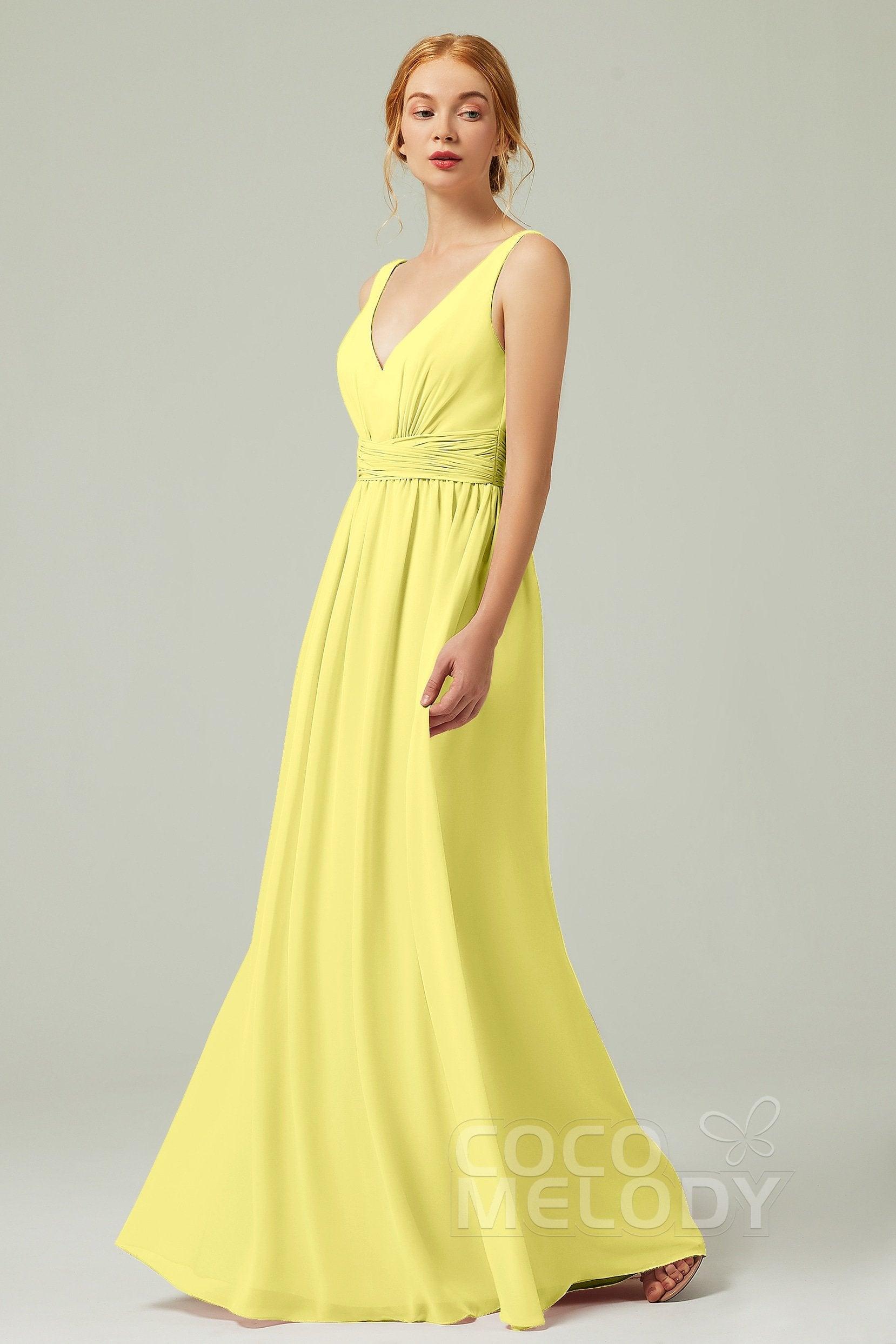 A-Line Floor Length Chiffon Bridesmaid Dress CB0318 - COCOMELODY