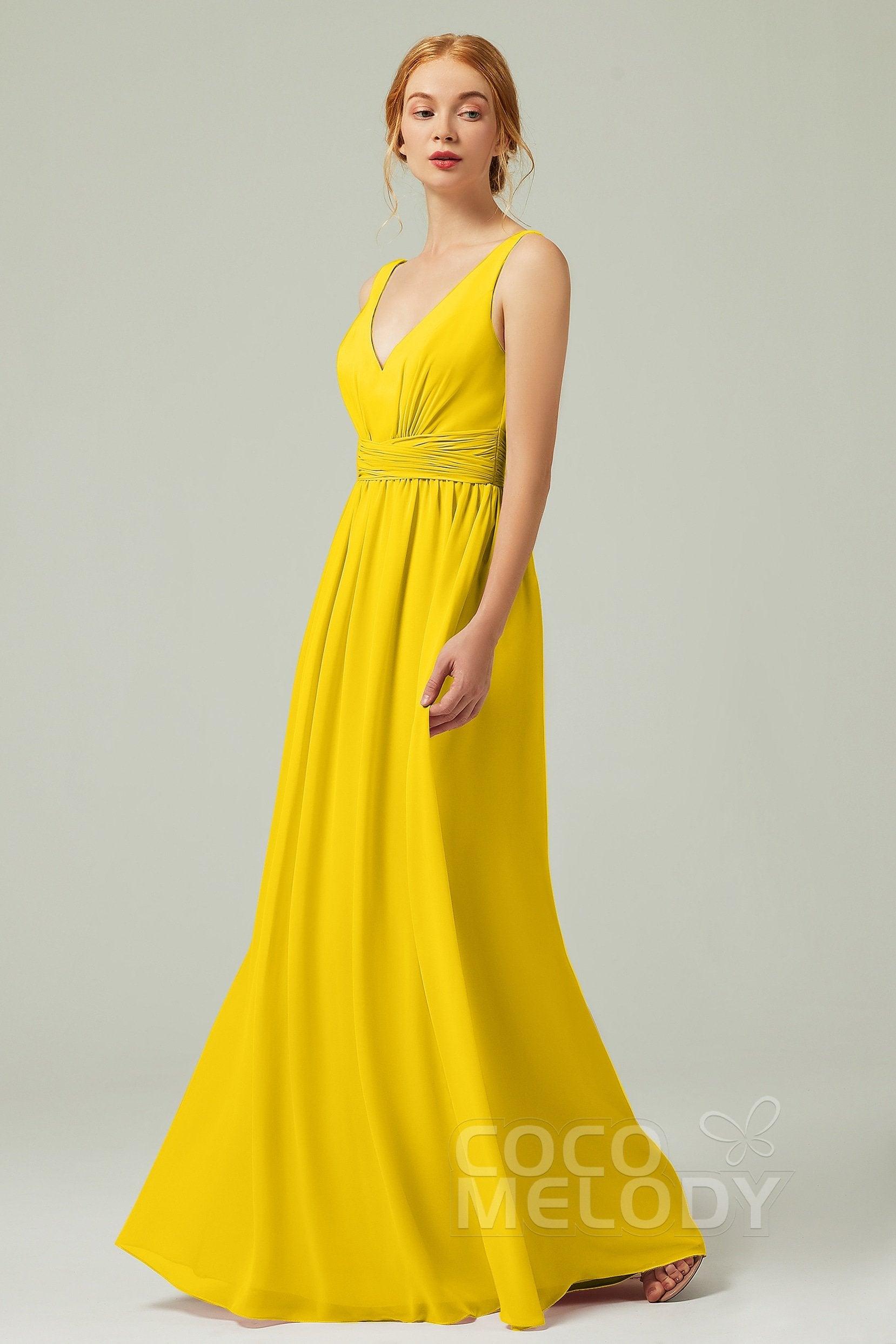 A-Line Floor Length Chiffon Bridesmaid Dress CB0318 - COCOMELODY