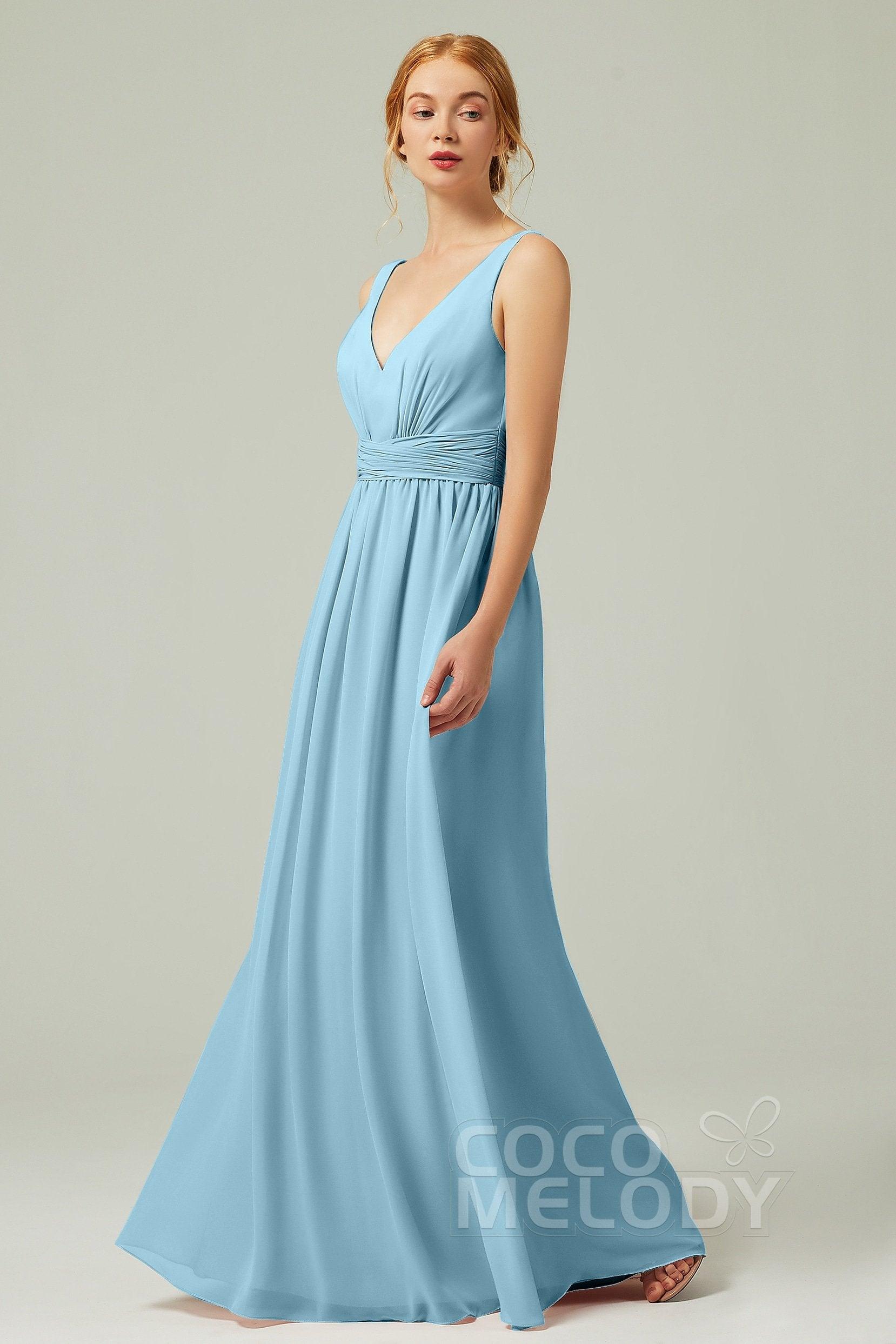 A-Line Floor Length Chiffon Bridesmaid Dress CB0318 - COCOMELODY