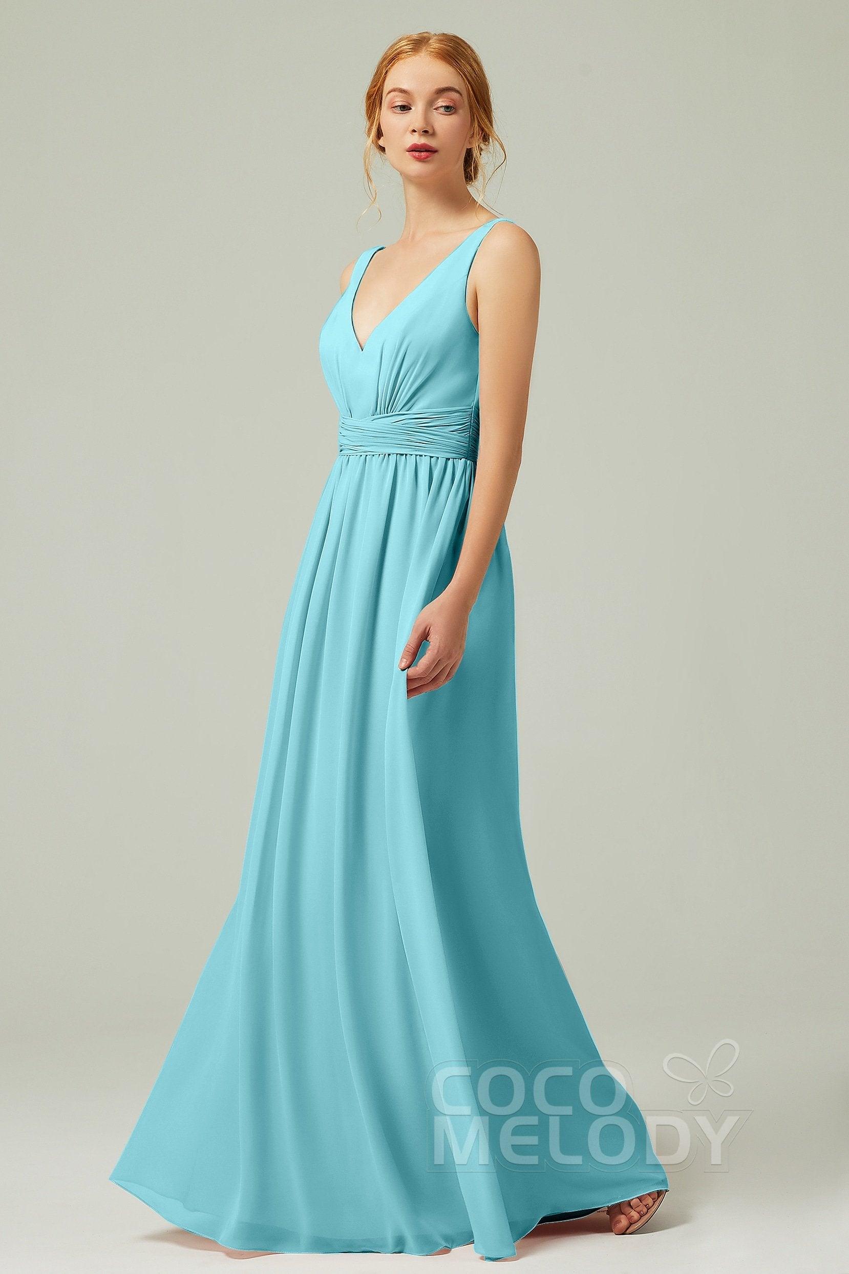 A-Line Floor Length Chiffon Bridesmaid Dress CB0318 - COCOMELODY