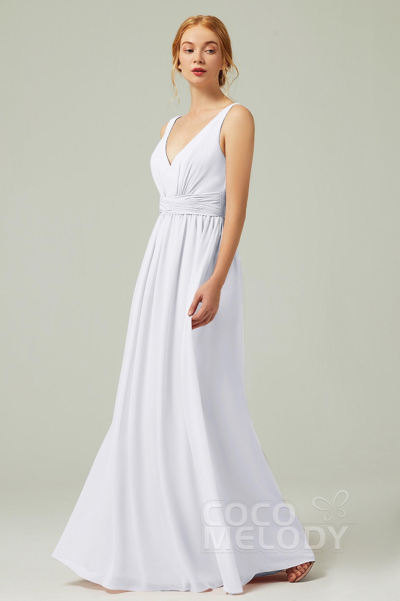A-Line Floor Length Chiffon Bridesmaid Dress CB0318 - COCOMELODY
