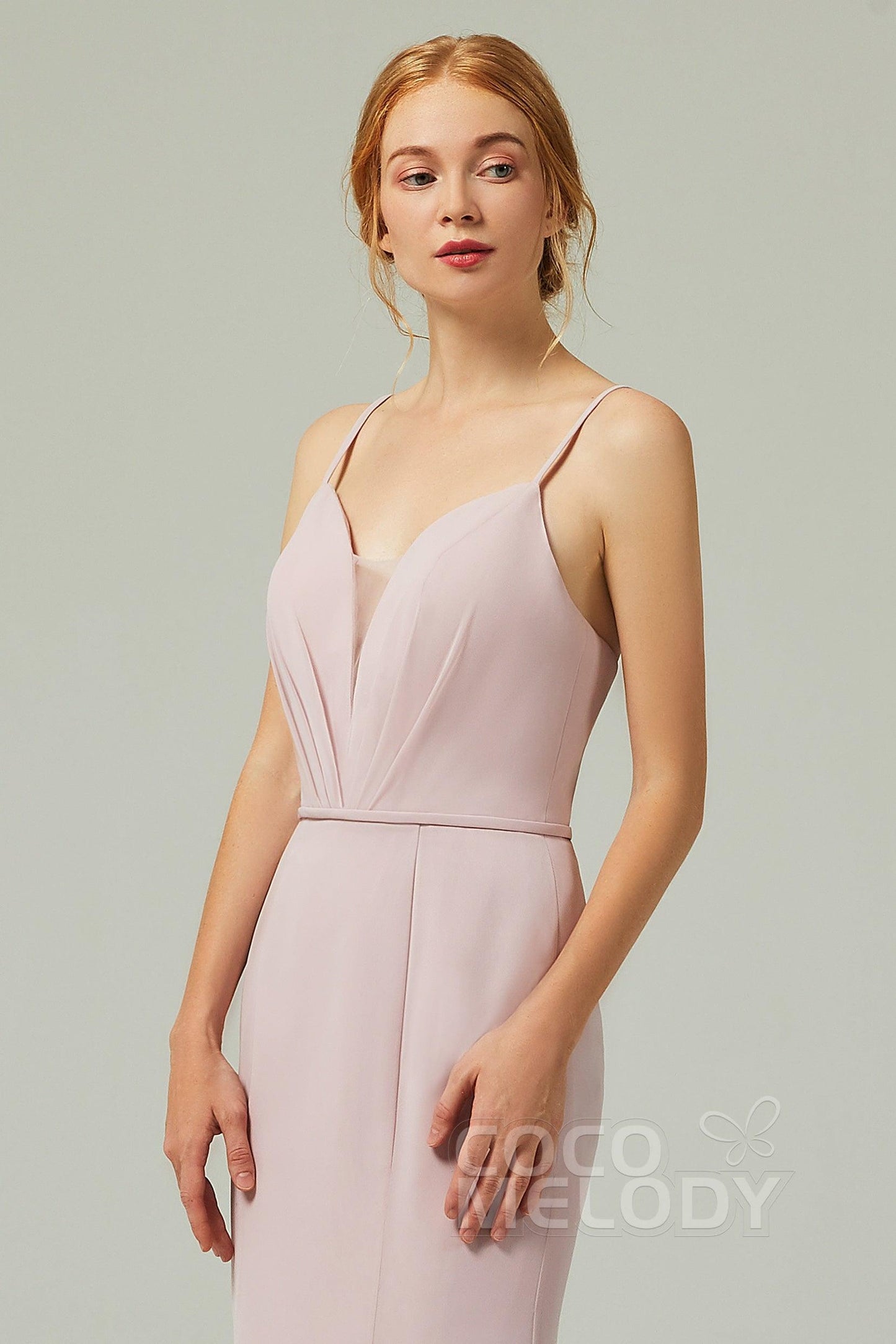 Trumpet-Mermaid Floor Length Chiffon Bridesmaid Dress CB0319 - COCOMELODY