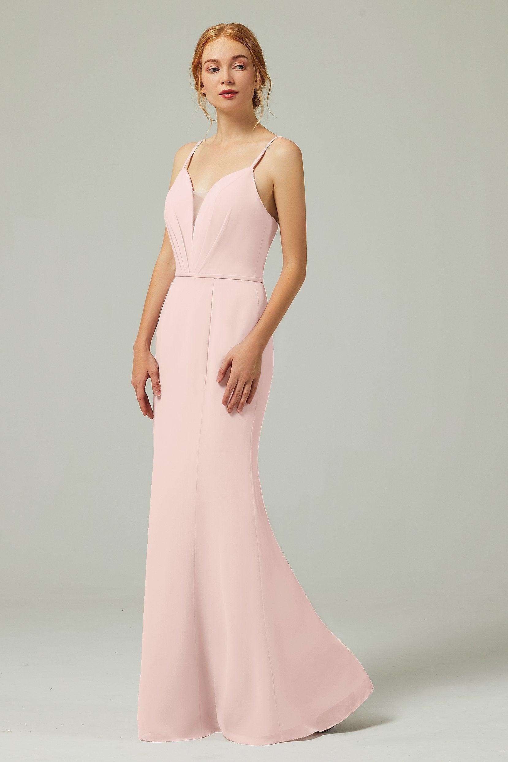Trumpet-Mermaid Floor Length Chiffon Bridesmaid Dress CB0319 - COCOMELODY