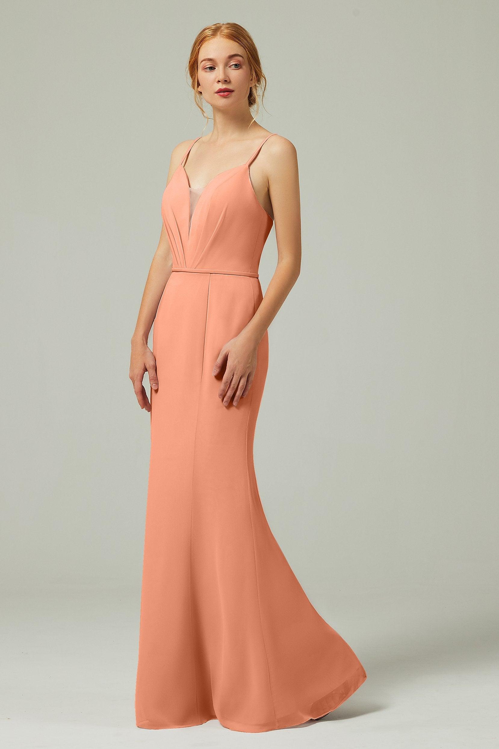 Trumpet-Mermaid Floor Length Chiffon Bridesmaid Dress CB0319 - COCOMELODY