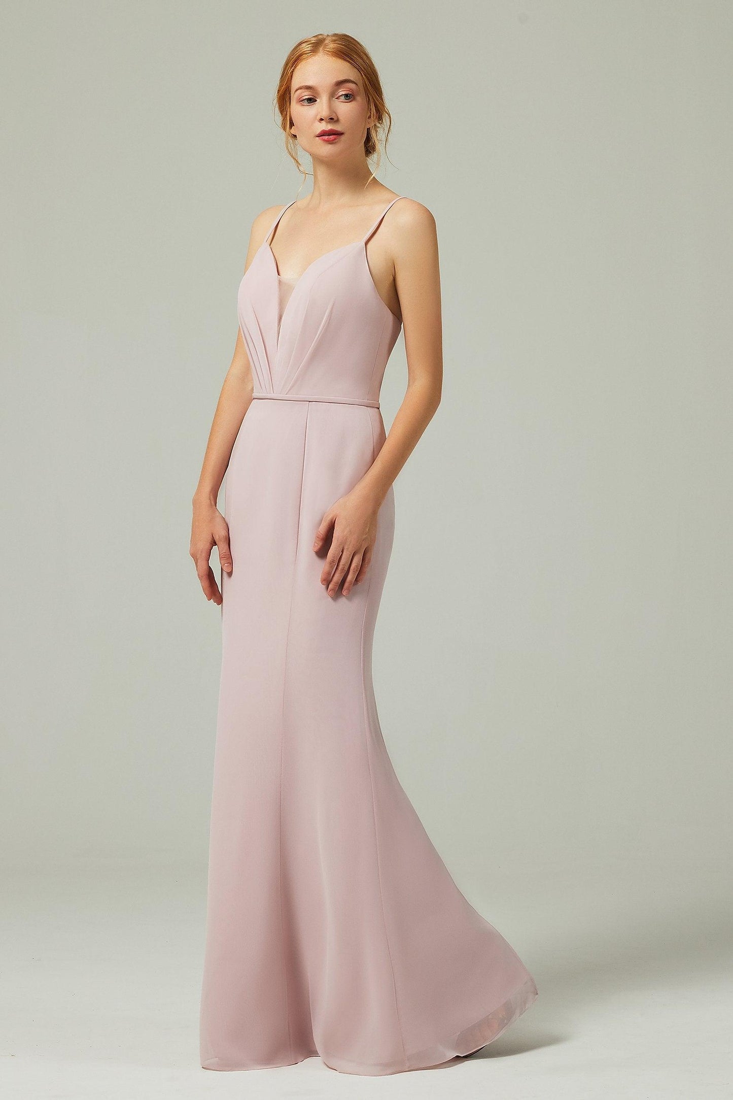 Trumpet-Mermaid Floor Length Chiffon Bridesmaid Dress CB0319 - COCOMELODY