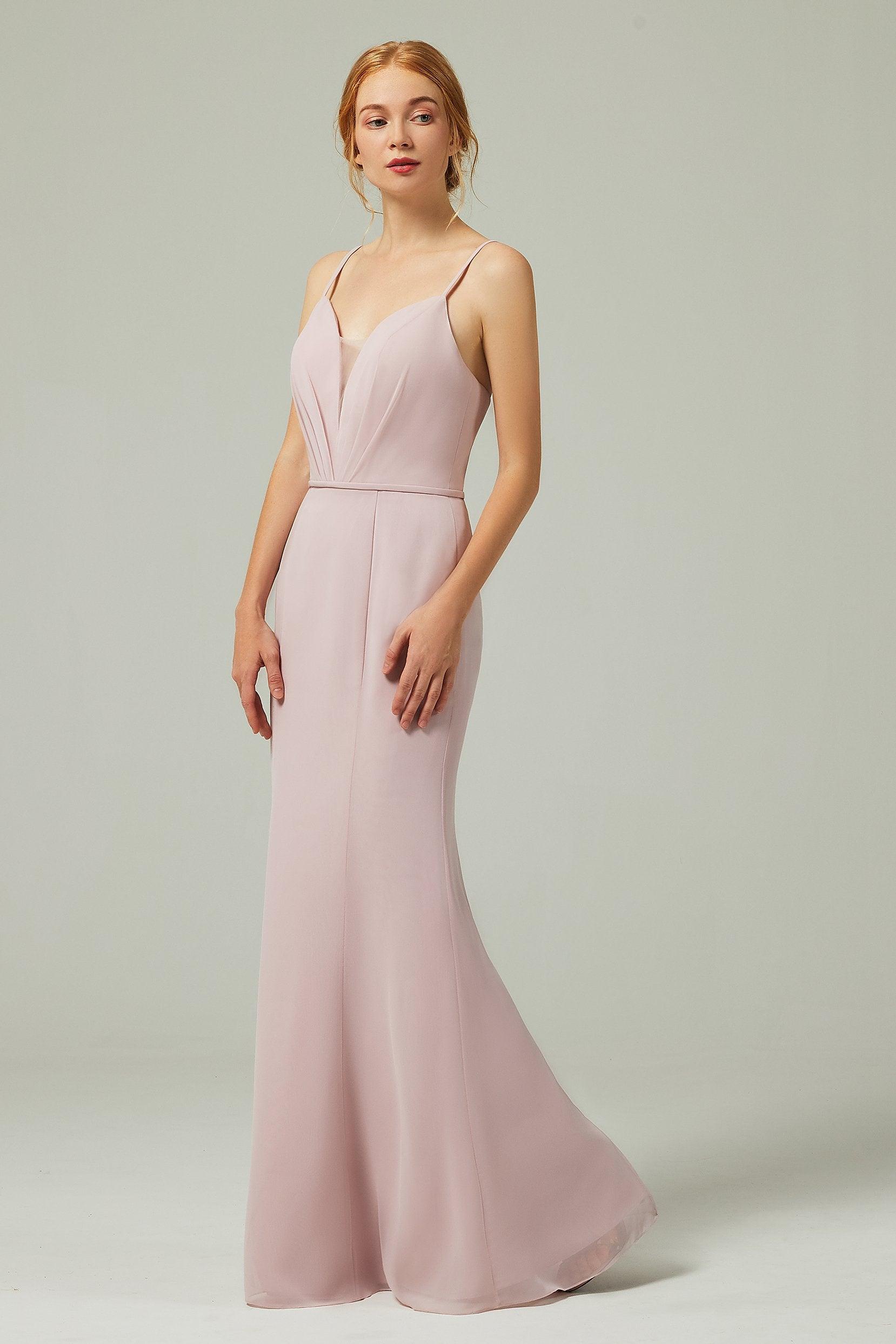 Trumpet-Mermaid Floor Length Chiffon Bridesmaid Dress CB0319 - COCOMELODY