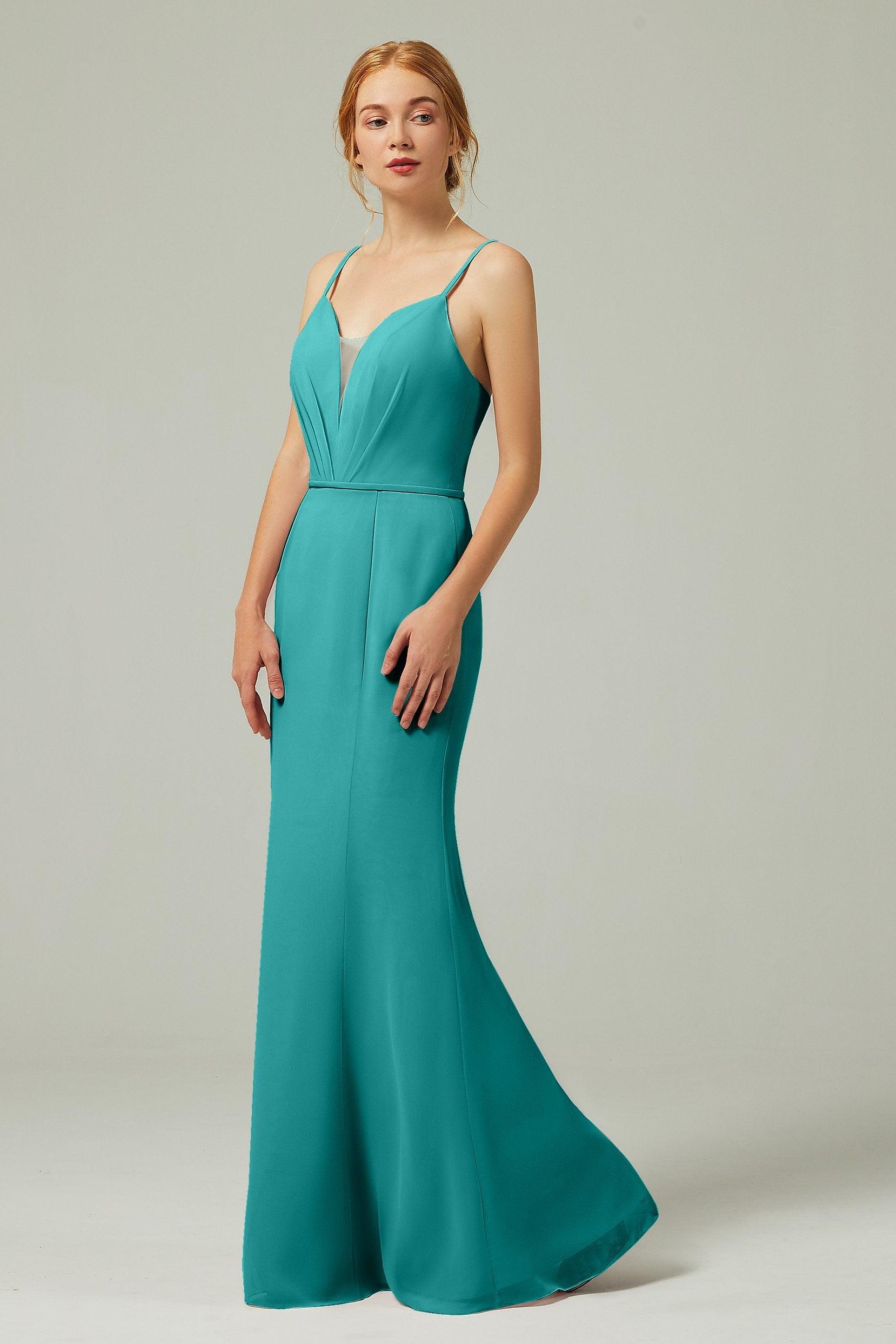 Trumpet-Mermaid Floor Length Chiffon Bridesmaid Dress CB0319 - COCOMELODY