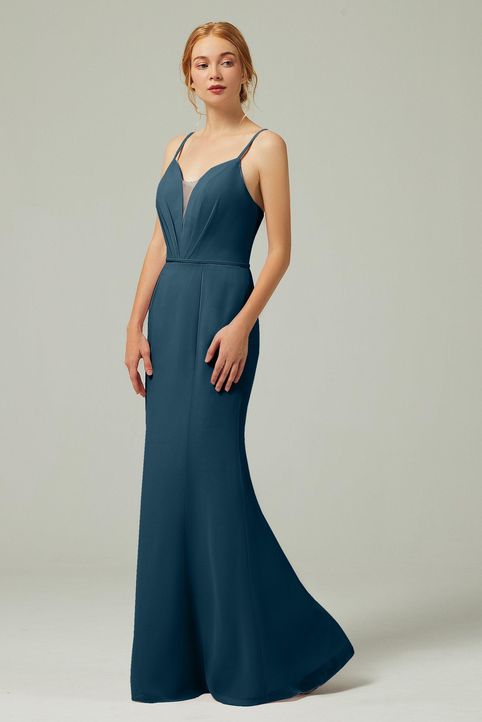 Trumpet-Mermaid Floor Length Chiffon Bridesmaid Dress CB0319 - COCOMELODY