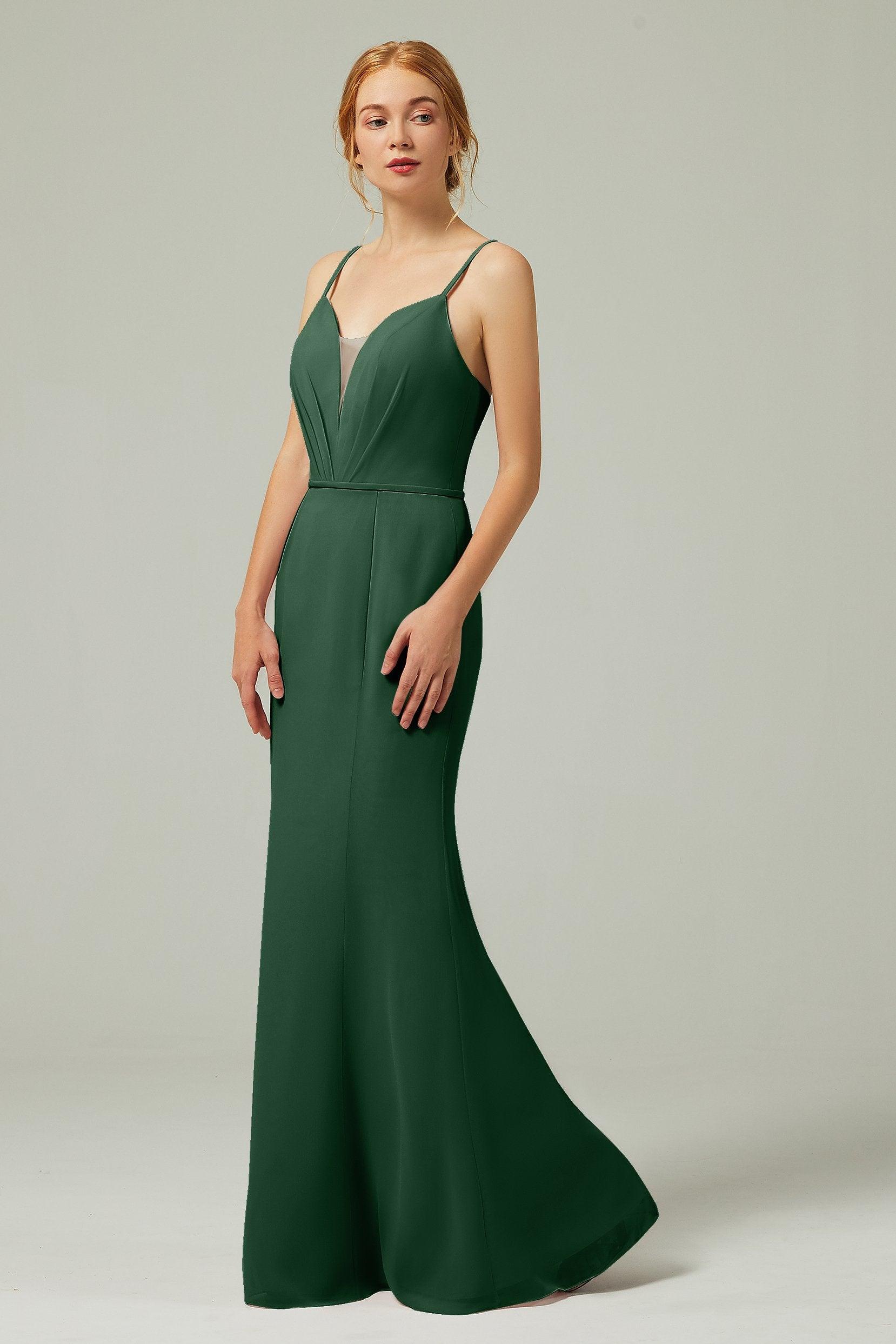 Trumpet-Mermaid Floor Length Chiffon Bridesmaid Dress CB0319 - COCOMELODY