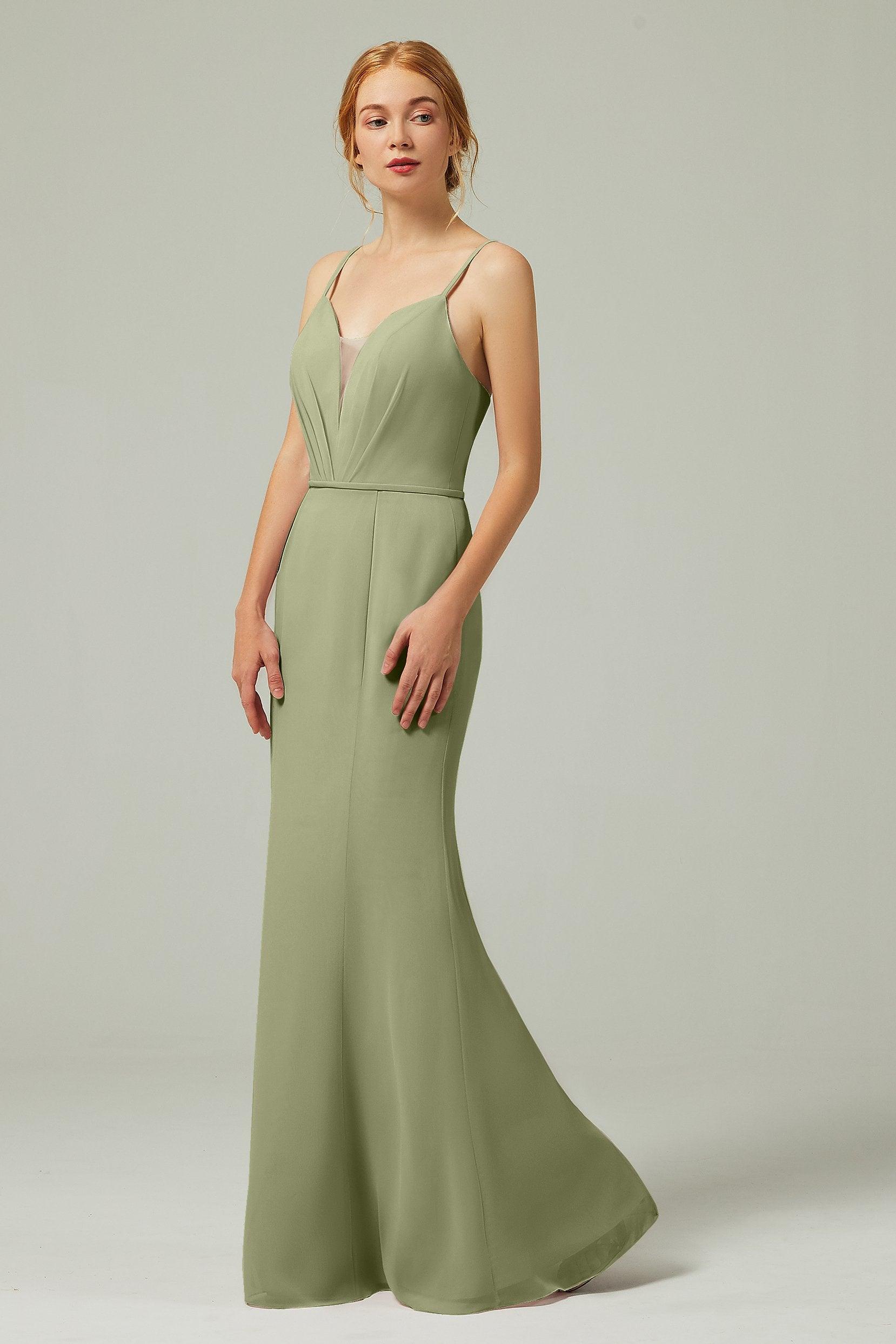 Trumpet-Mermaid Floor Length Chiffon Bridesmaid Dress CB0319 - COCOMELODY