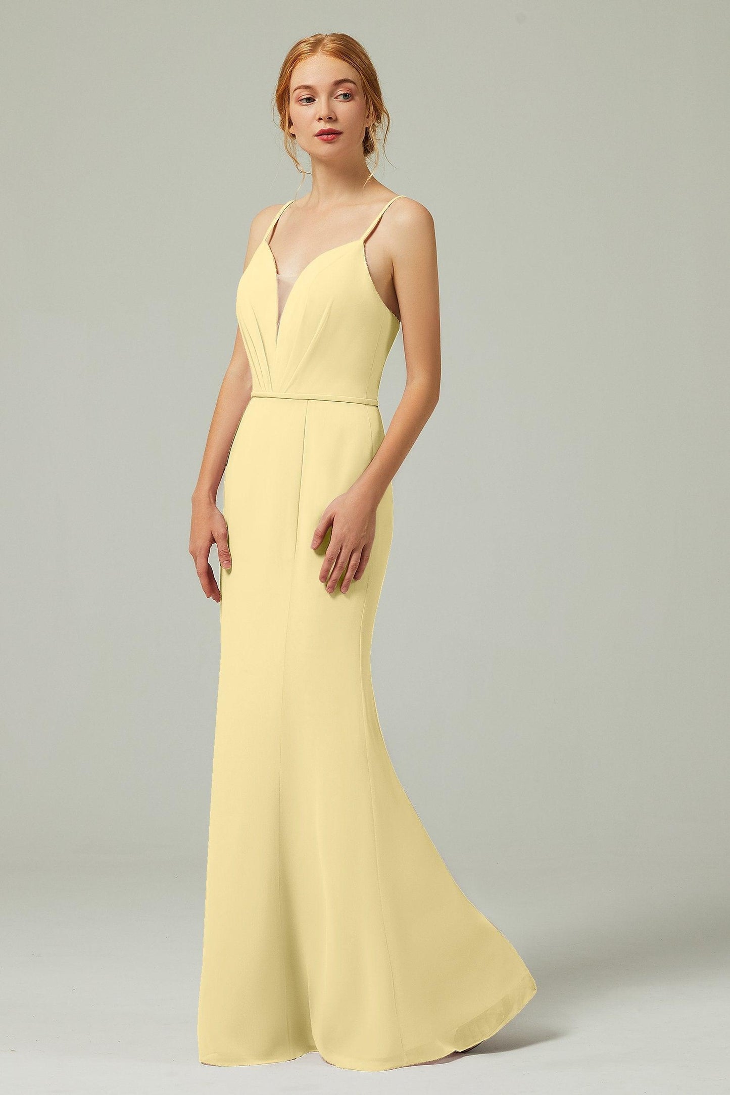 Trumpet-Mermaid Floor Length Chiffon Bridesmaid Dress CB0319 - COCOMELODY