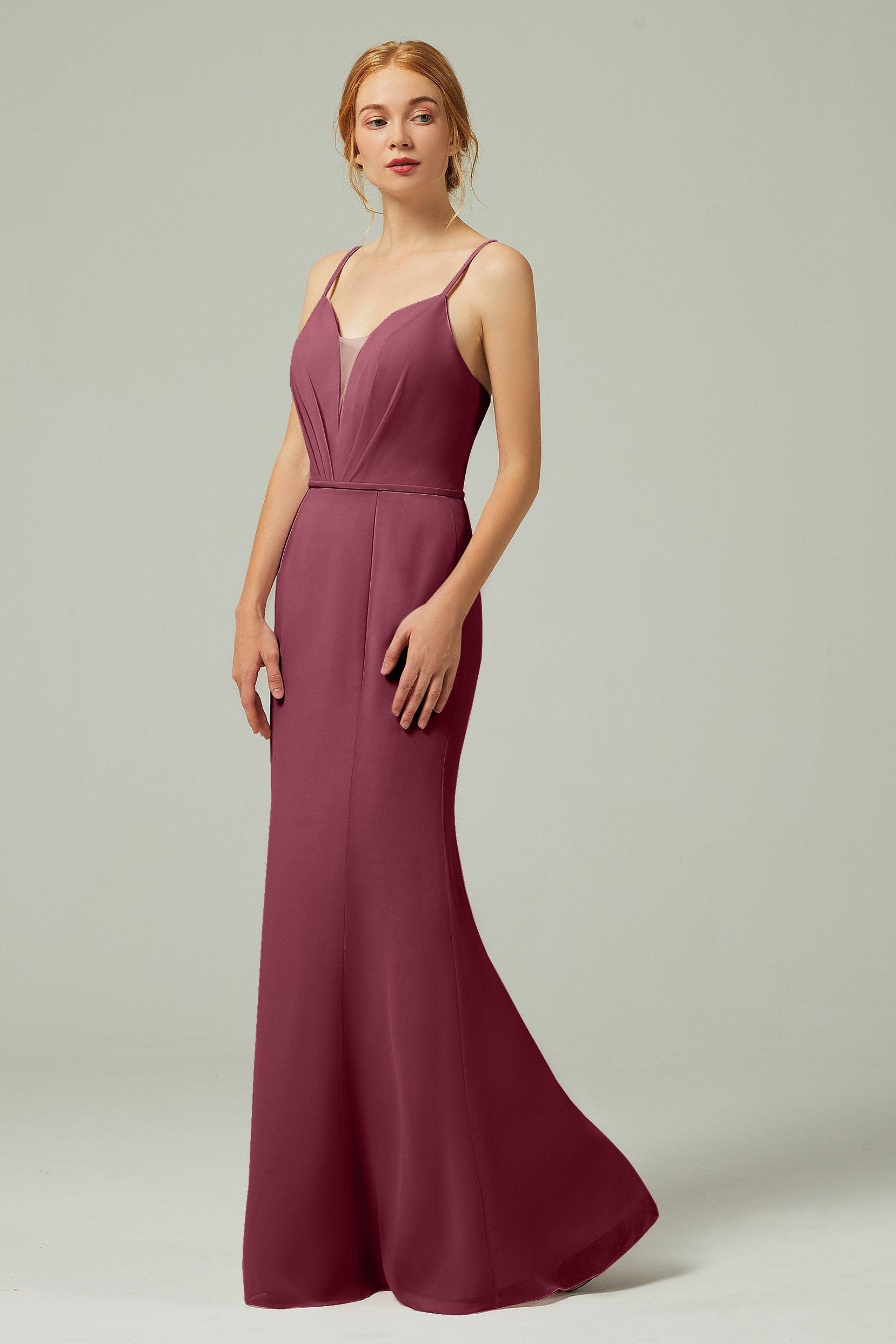 Trumpet-Mermaid Floor Length Chiffon Bridesmaid Dress CB0319 - COCOMELODY