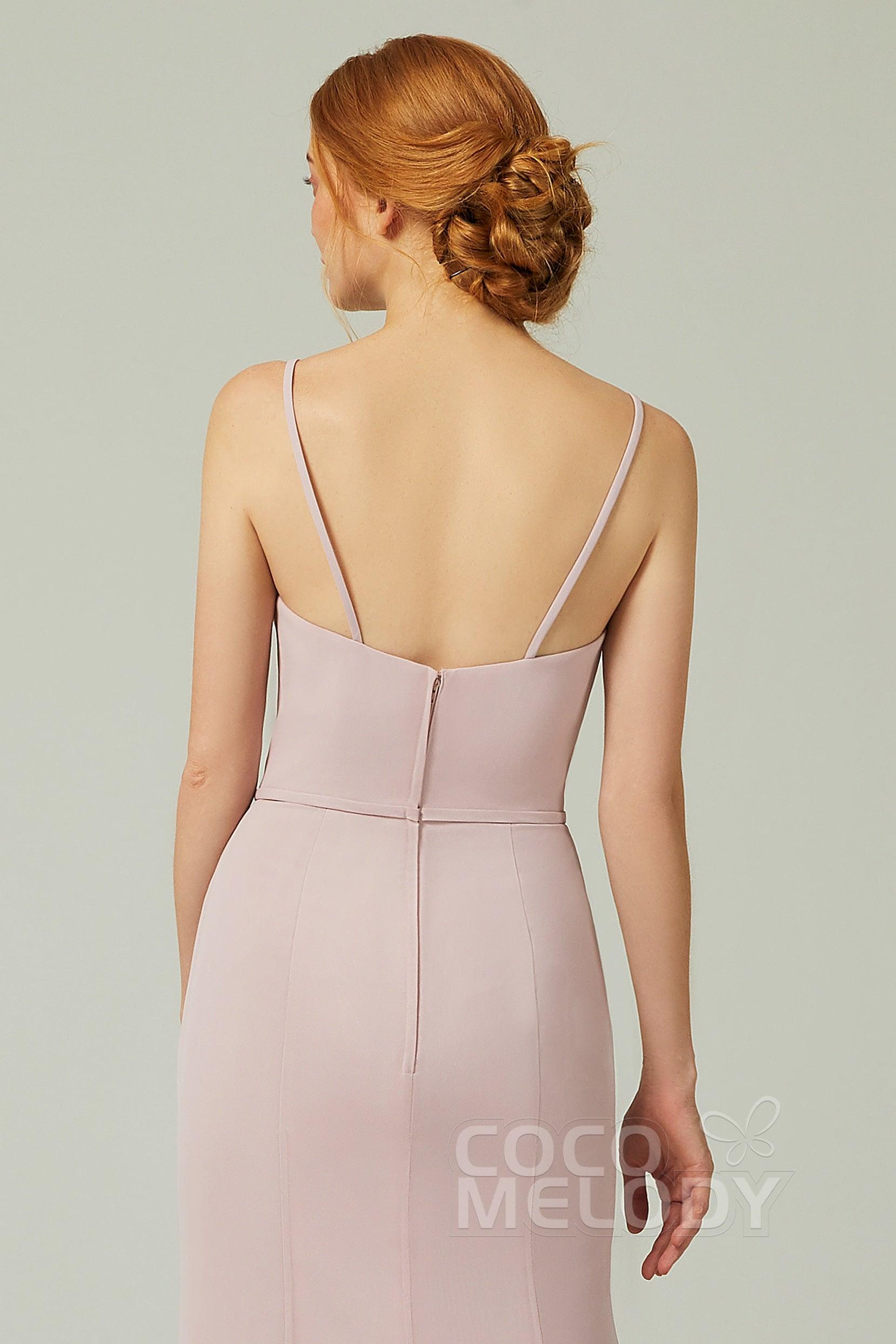 Trumpet-Mermaid Floor Length Chiffon Bridesmaid Dress CB0319 - COCOMELODY