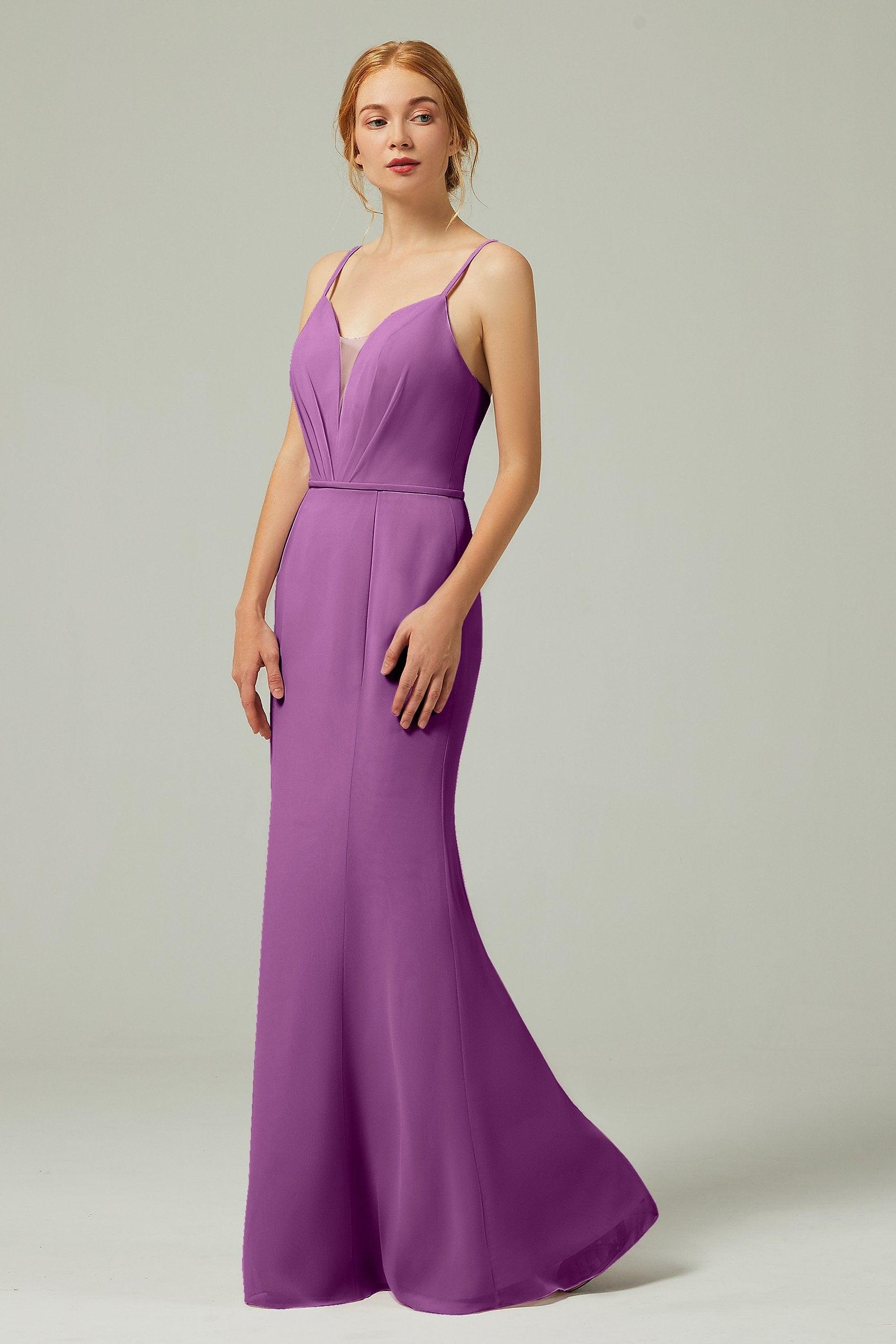 Trumpet-Mermaid Floor Length Chiffon Bridesmaid Dress CB0319 - COCOMELODY