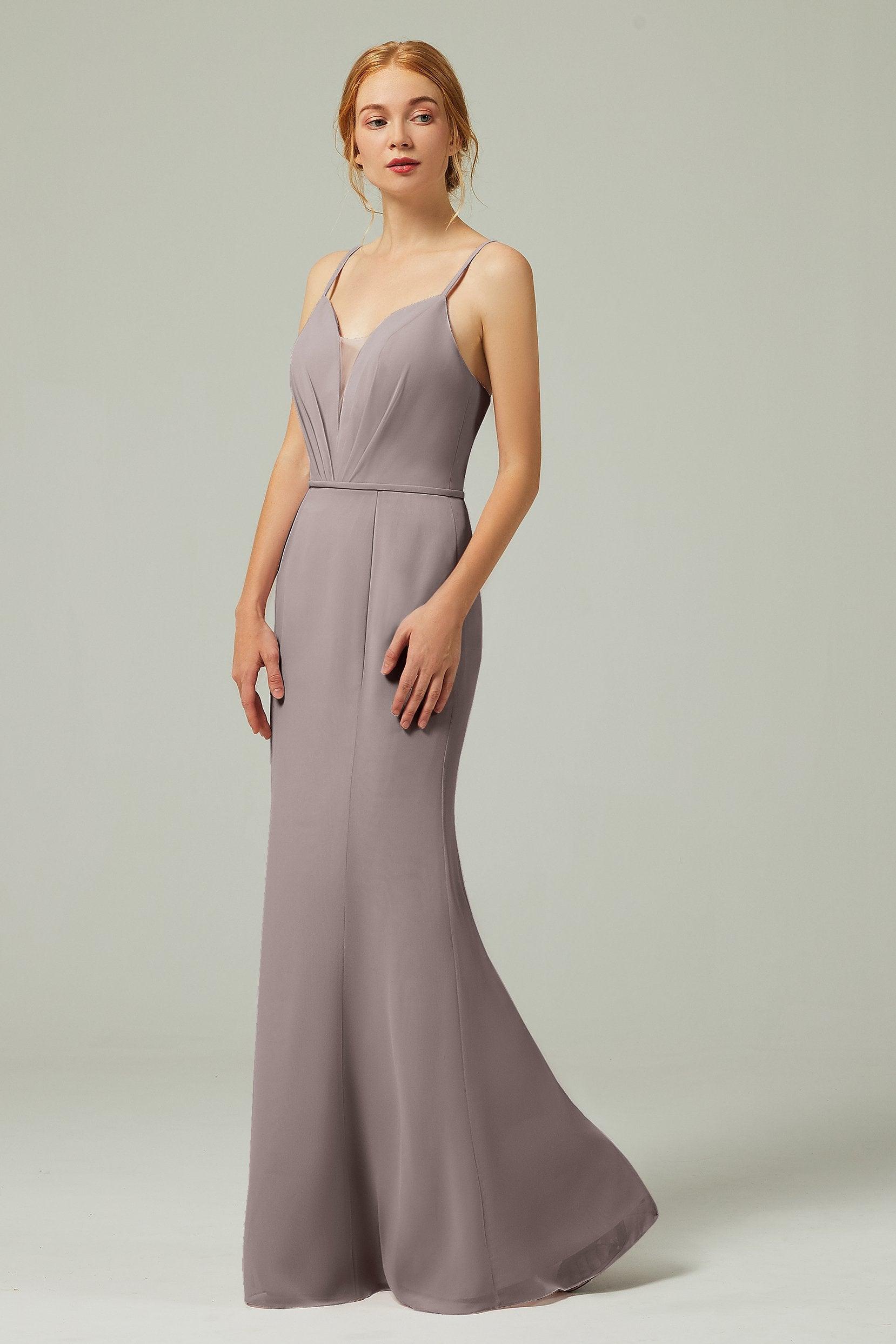 Trumpet-Mermaid Floor Length Chiffon Bridesmaid Dress CB0319 - COCOMELODY