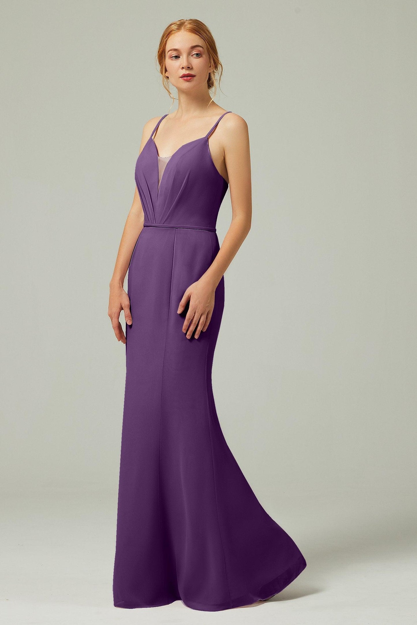 Trumpet-Mermaid Floor Length Chiffon Bridesmaid Dress CB0319 - COCOMELODY