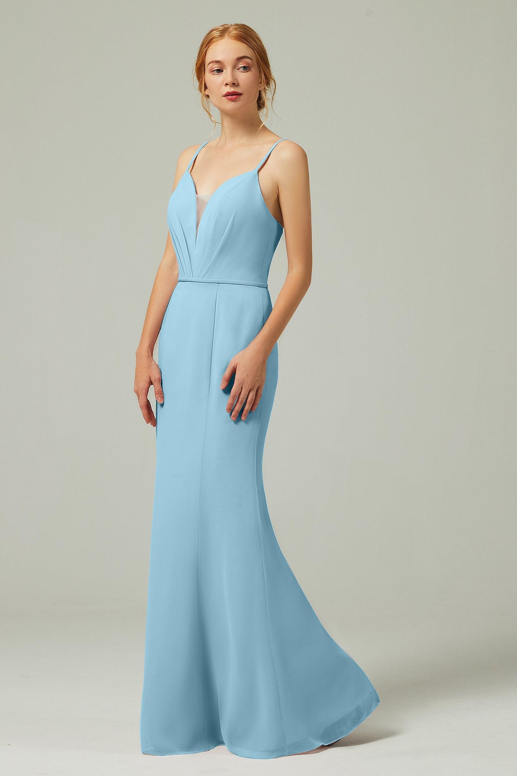 Trumpet-Mermaid Floor Length Chiffon Bridesmaid Dress CB0319 - COCOMELODY