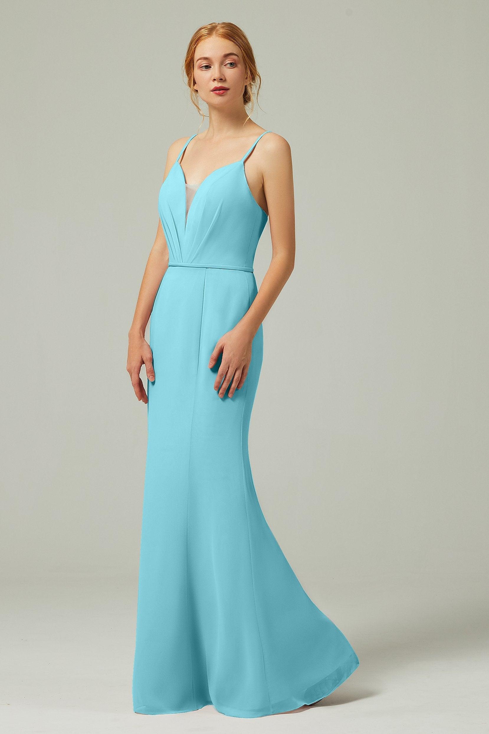Trumpet-Mermaid Floor Length Chiffon Bridesmaid Dress CB0319 - COCOMELODY