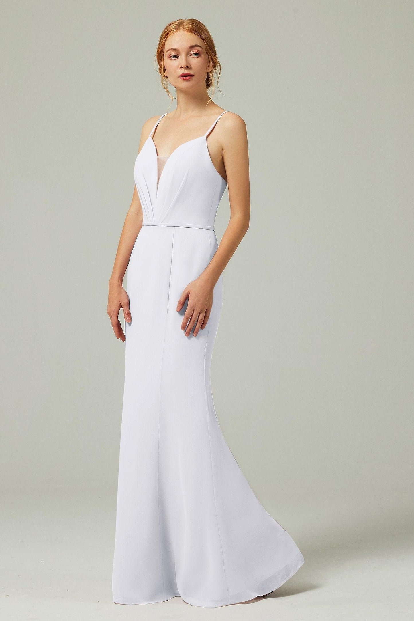 Trumpet-Mermaid Floor Length Chiffon Bridesmaid Dress CB0319 - COCOMELODY