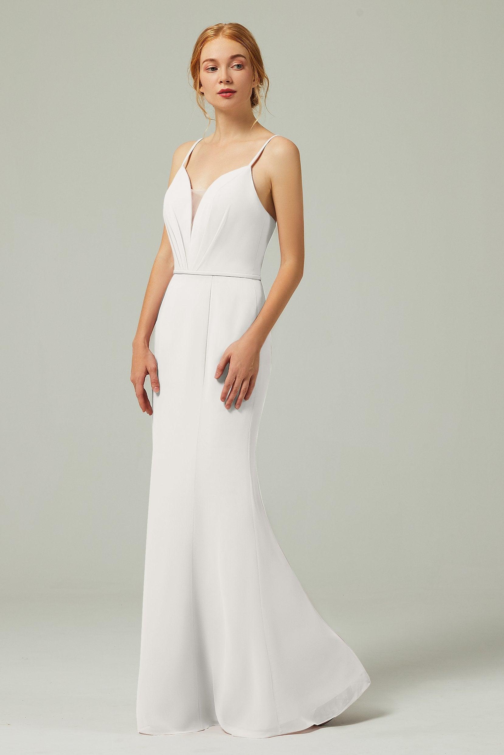 Trumpet-Mermaid Floor Length Chiffon Bridesmaid Dress CB0319 - COCOMELODY