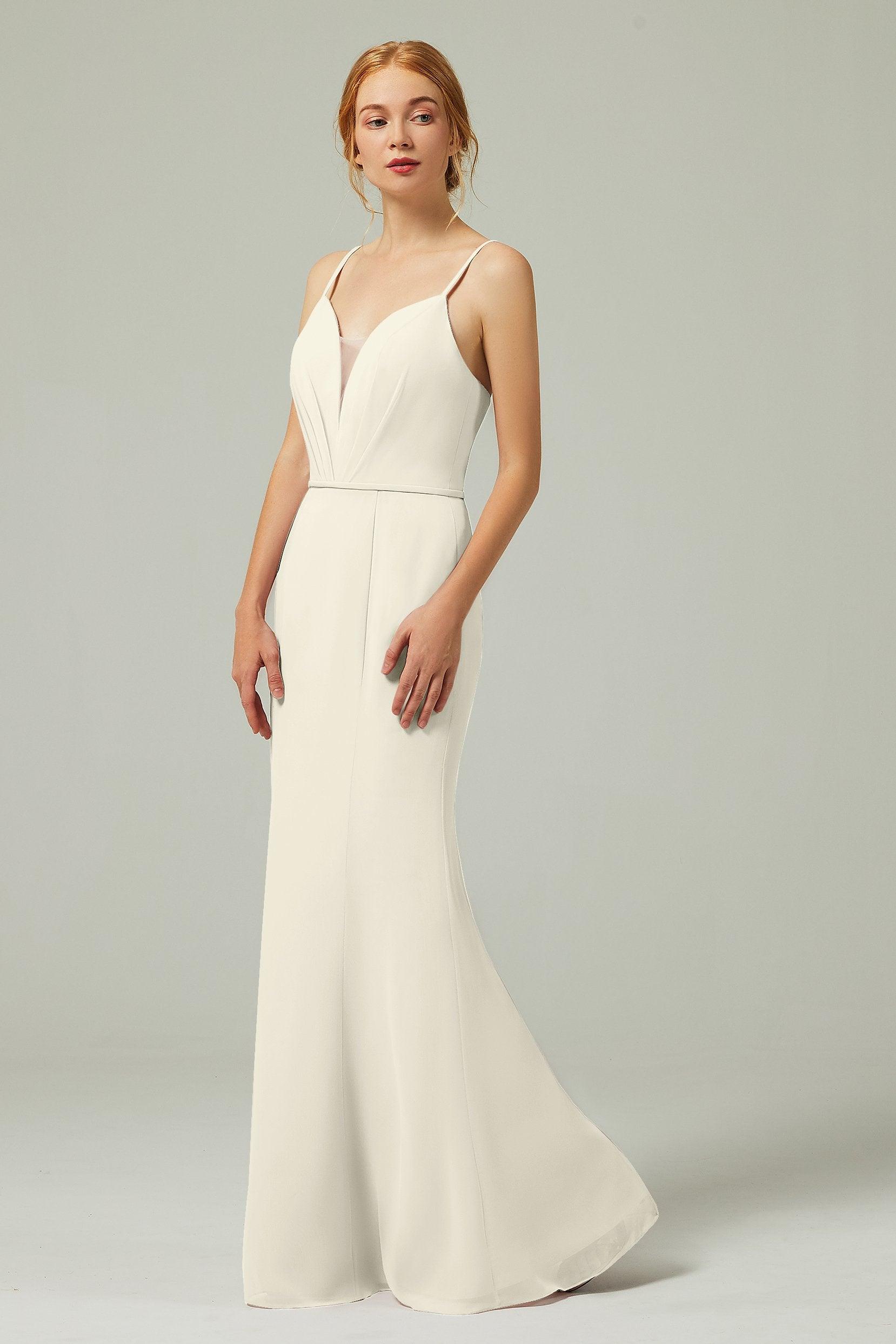 Trumpet-Mermaid Floor Length Chiffon Bridesmaid Dress CB0319 - COCOMELODY