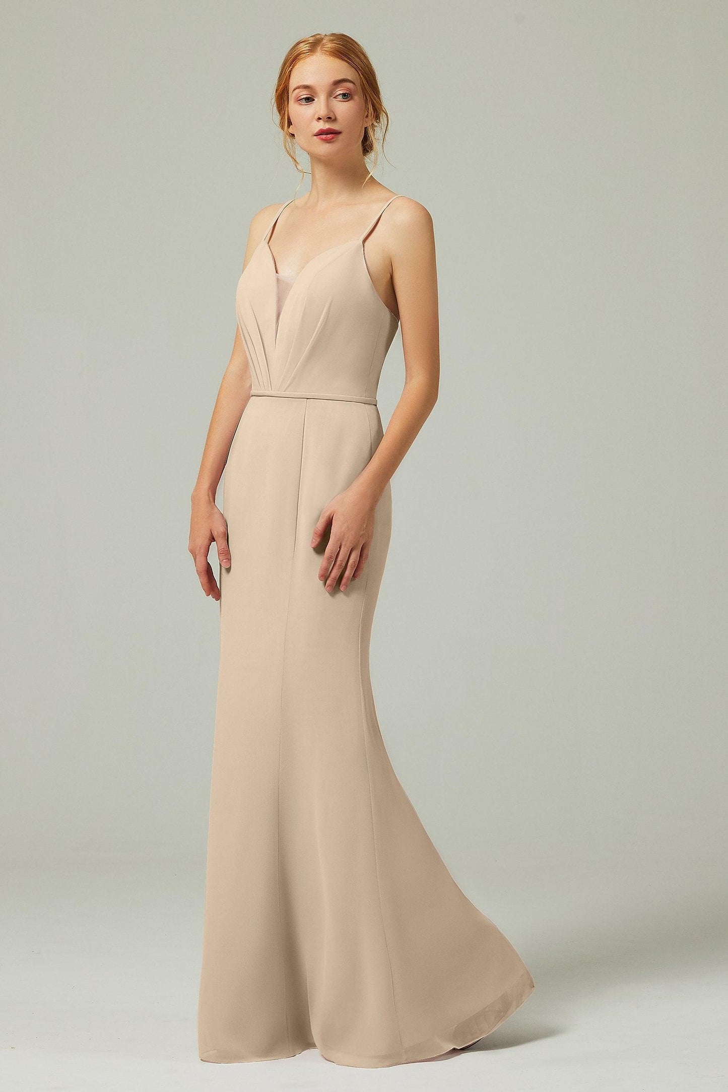 Trumpet-Mermaid Floor Length Chiffon Bridesmaid Dress CB0319 - COCOMELODY