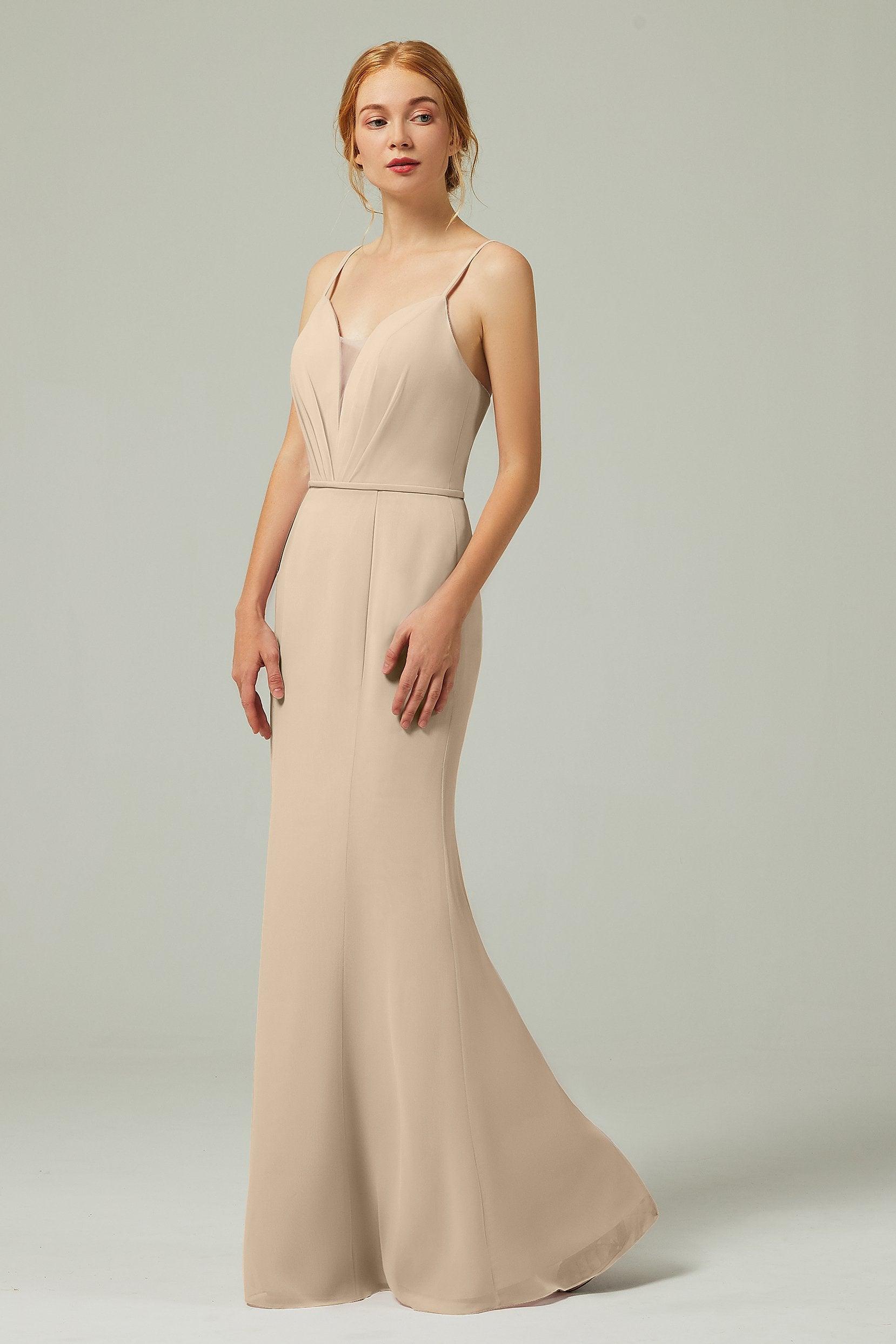 Trumpet-Mermaid Floor Length Chiffon Bridesmaid Dress CB0319 - COCOMELODY