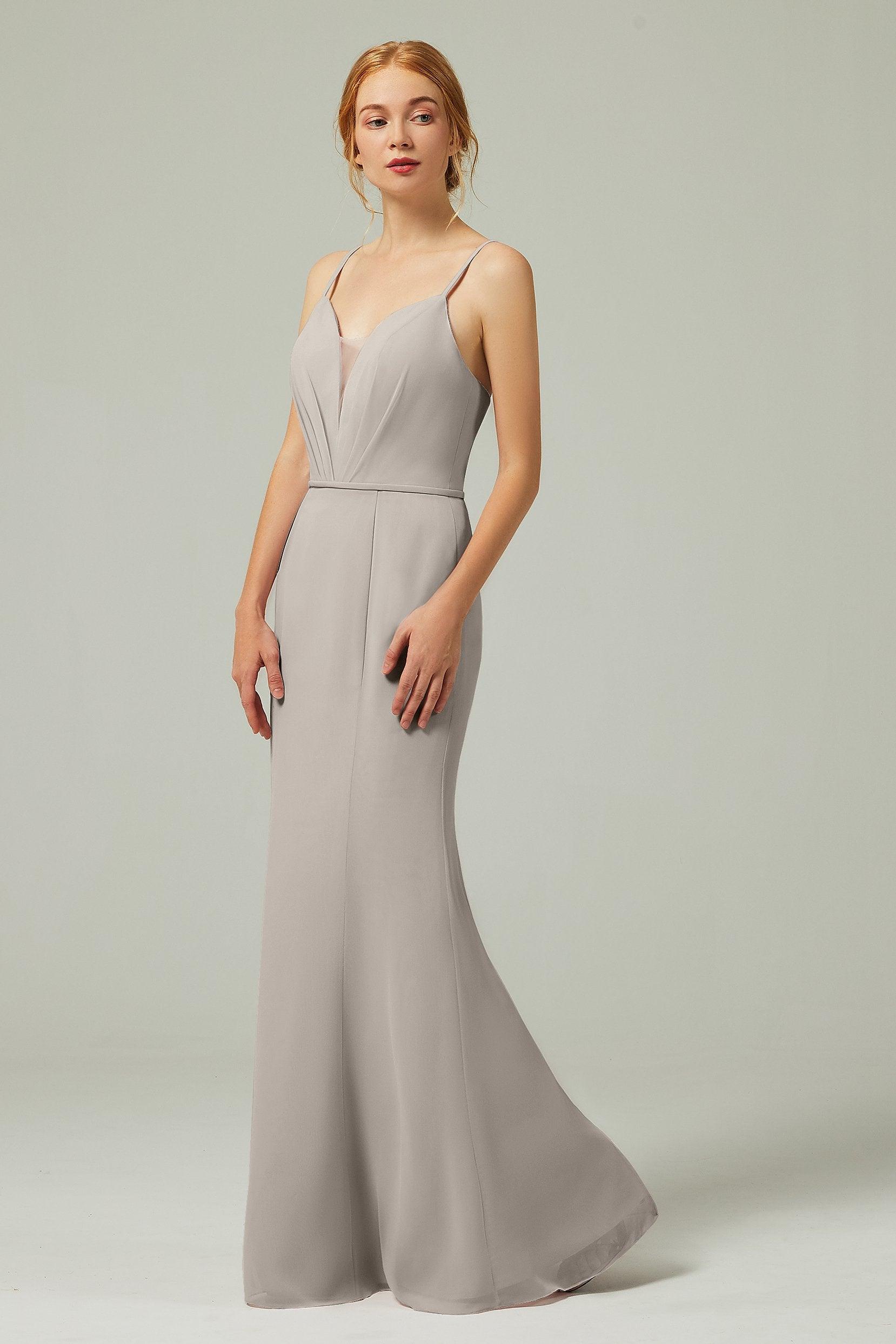Trumpet-Mermaid Floor Length Chiffon Bridesmaid Dress CB0319 - COCOMELODY
