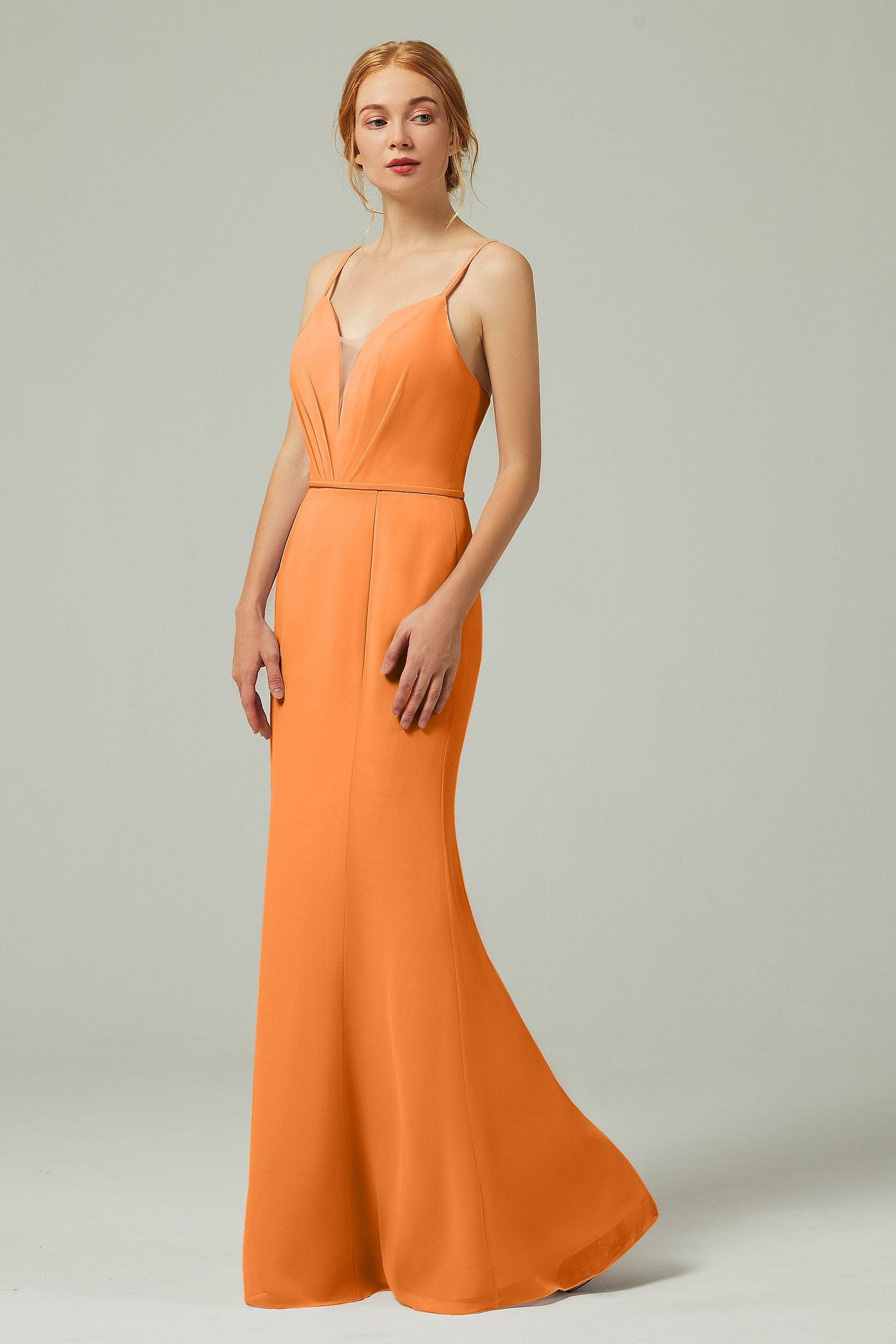 Trumpet-Mermaid Floor Length Chiffon Bridesmaid Dress CB0319 - COCOMELODY