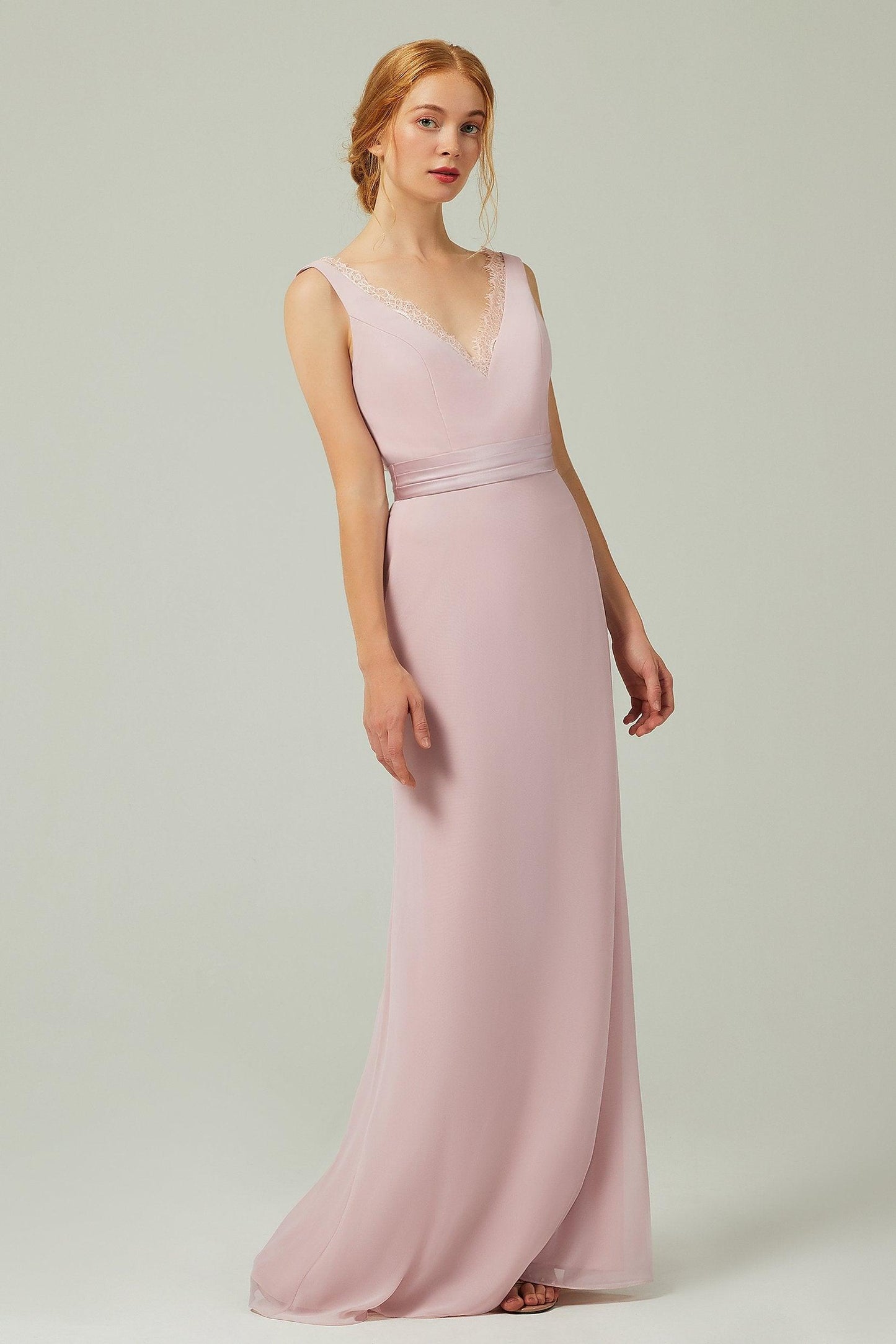 Sheath-Column Floor Length Chiffon Bridesmaid Dress CB0320