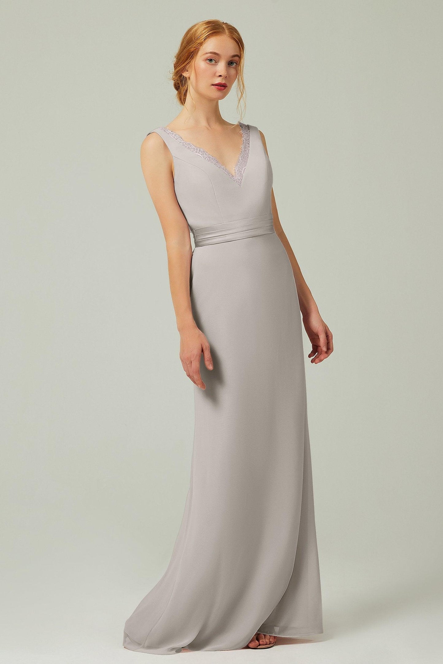 Sheath-Column Floor Length Chiffon Bridesmaid Dress CB0320 - COCOMELODY