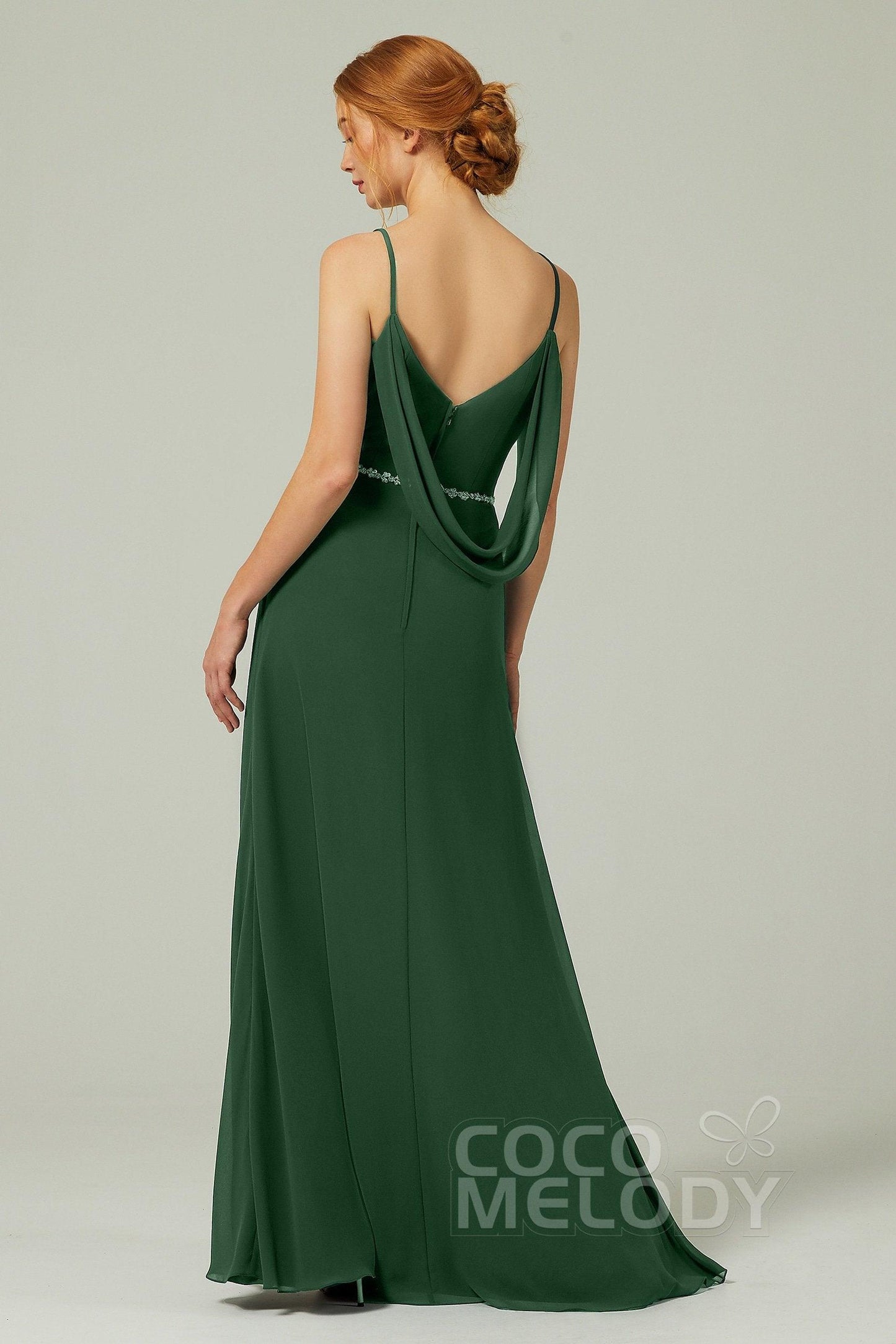 A-Line Floor Length Chiffon Bridesmaid Dress CB0321 - COCOMELODY
