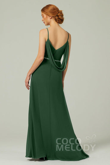 A-Line Floor Length Chiffon Bridesmaid Dress CB0321 - COCOMELODY