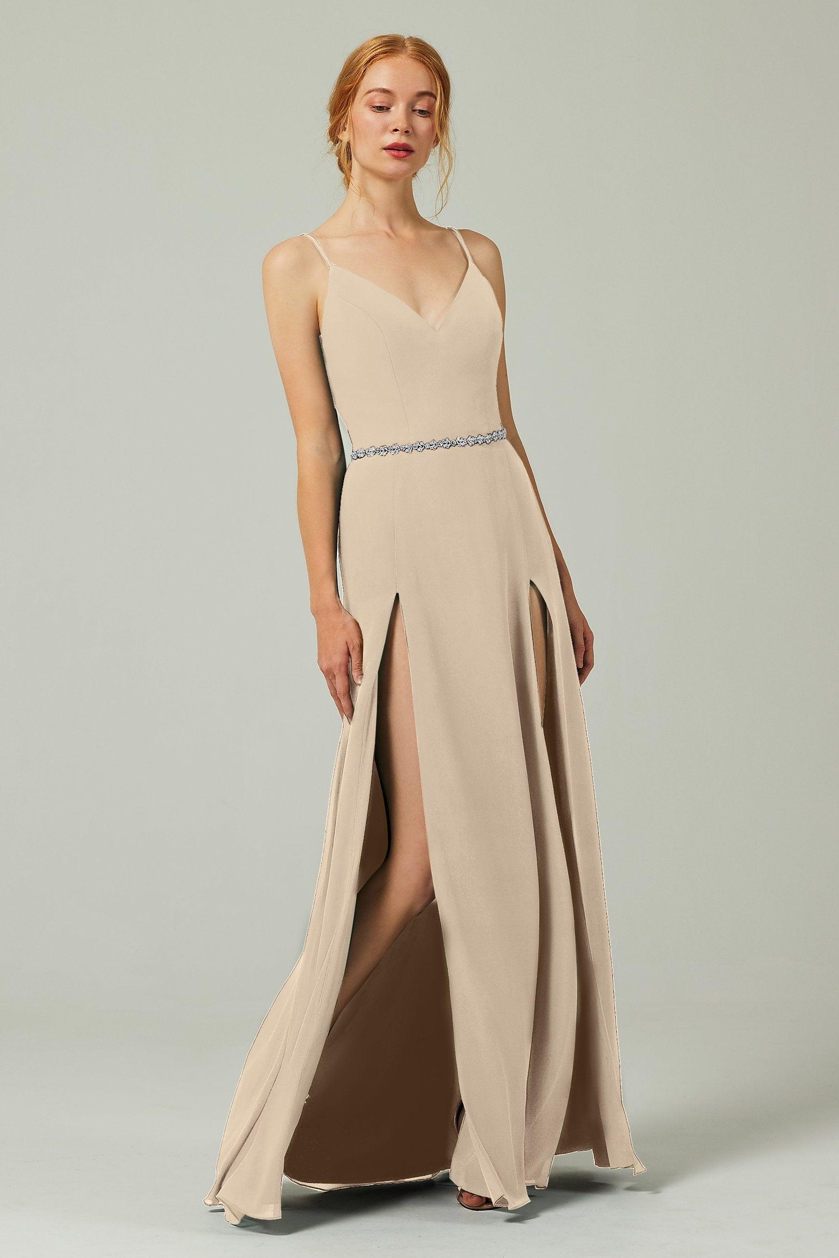 A-Line Floor Length Chiffon Bridesmaid Dress CB0321 - COCOMELODY