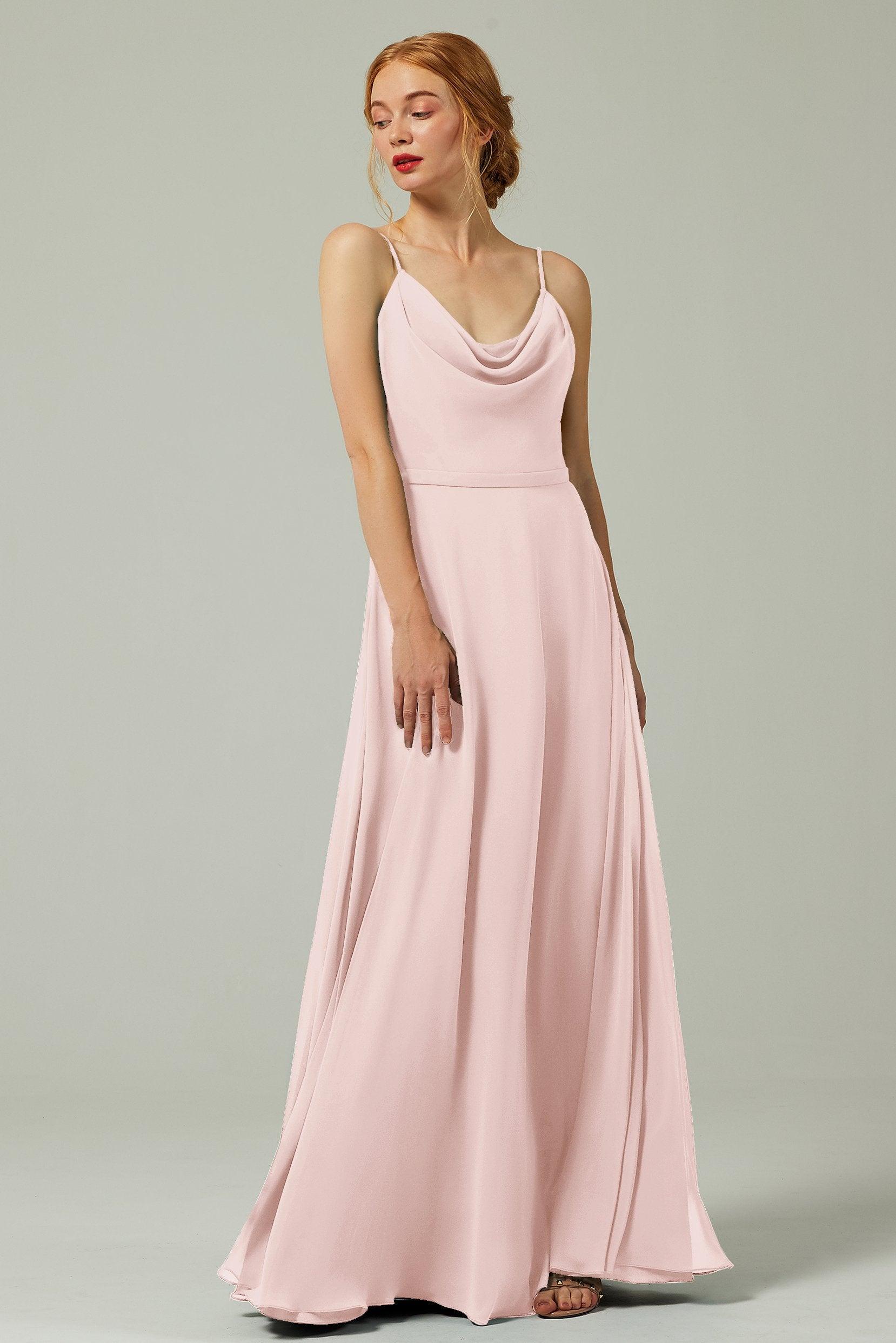 A-Line Floor Length Chiffon Bridesmaid Dress CB0322 - COCOMELODY