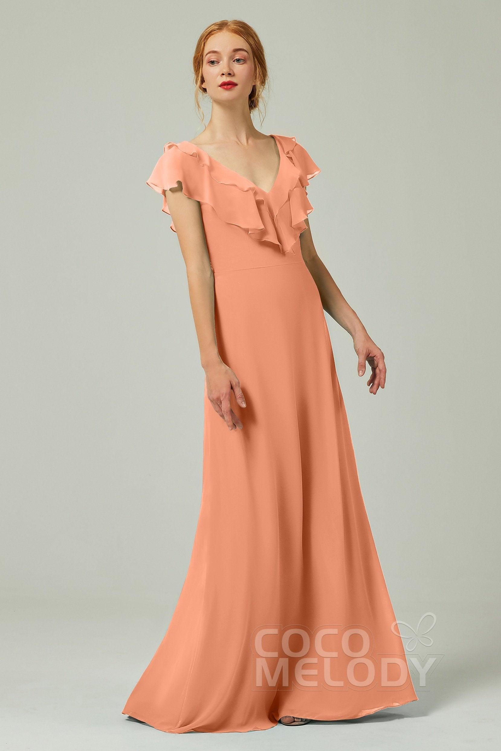 A-Line Floor Length Chiffon Bridesmaid Dress CB0323 - COCOMELODY
