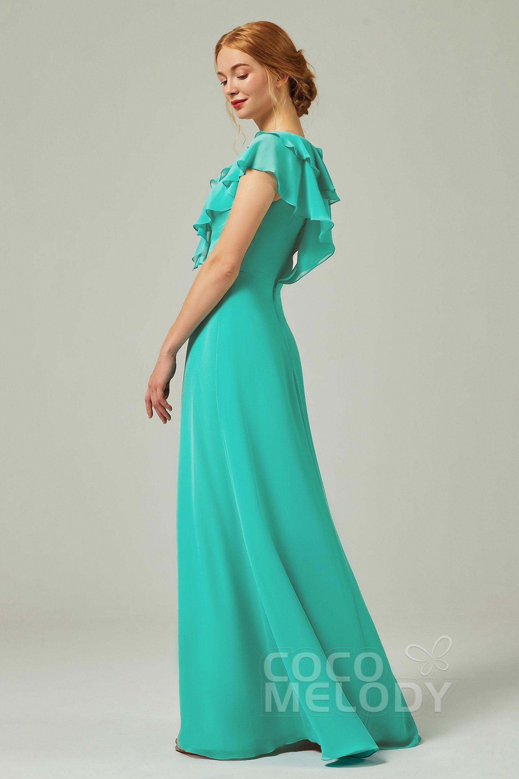 A-Line Floor Length Chiffon Bridesmaid Dress CB0323 - COCOMELODY