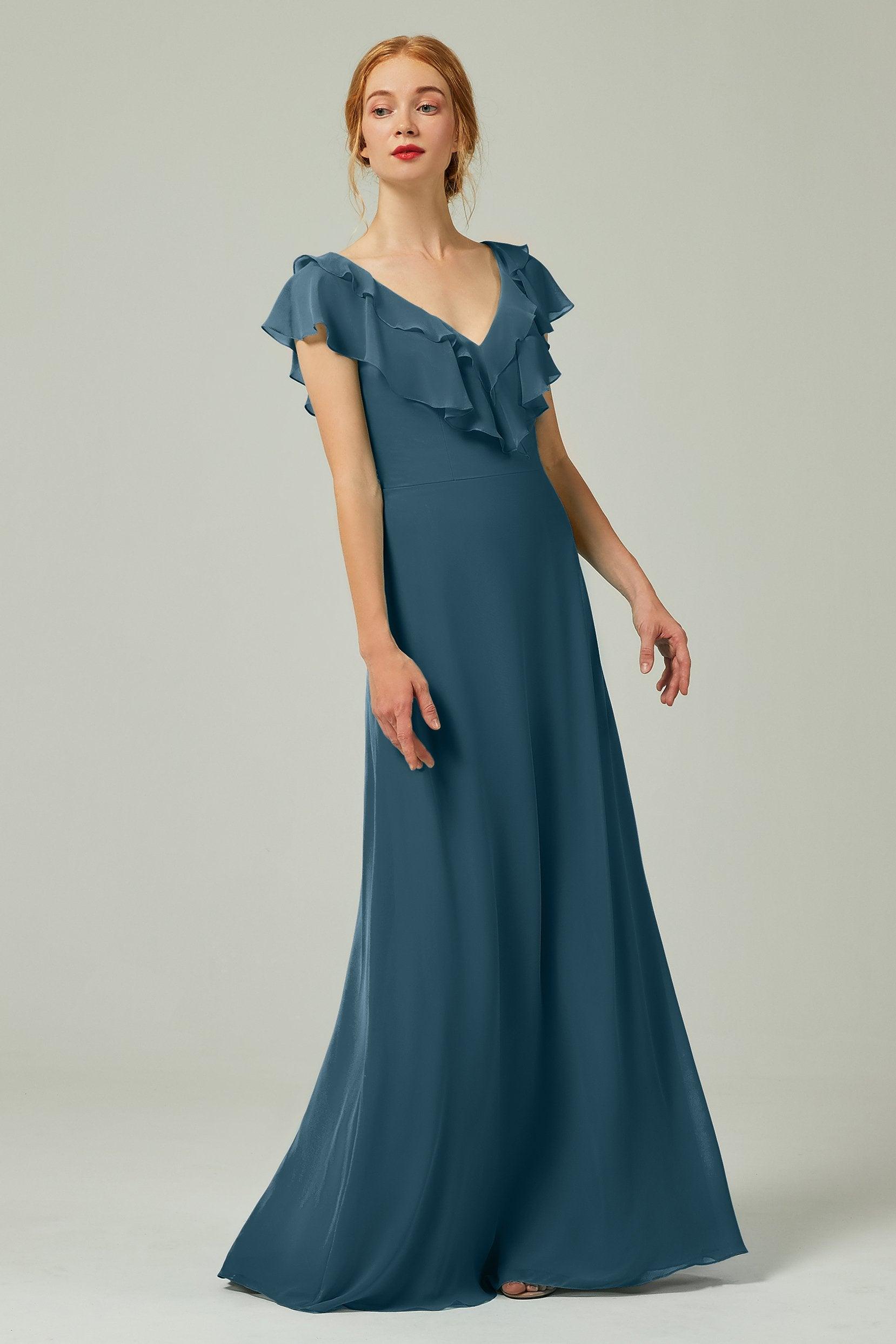 A-Line Floor Length Chiffon Bridesmaid Dress CB0323 - COCOMELODY