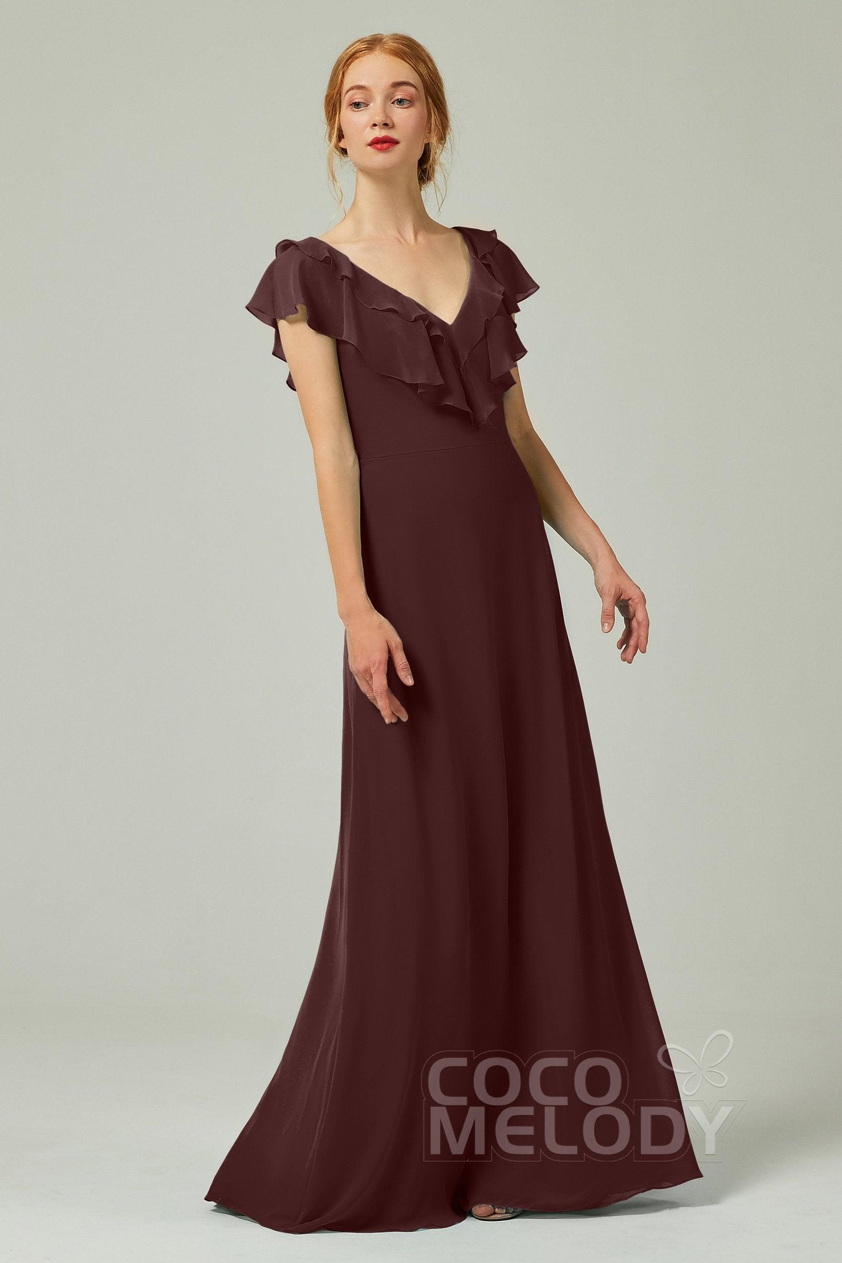 A-Line Floor Length Chiffon Bridesmaid Dress CB0323 - COCOMELODY