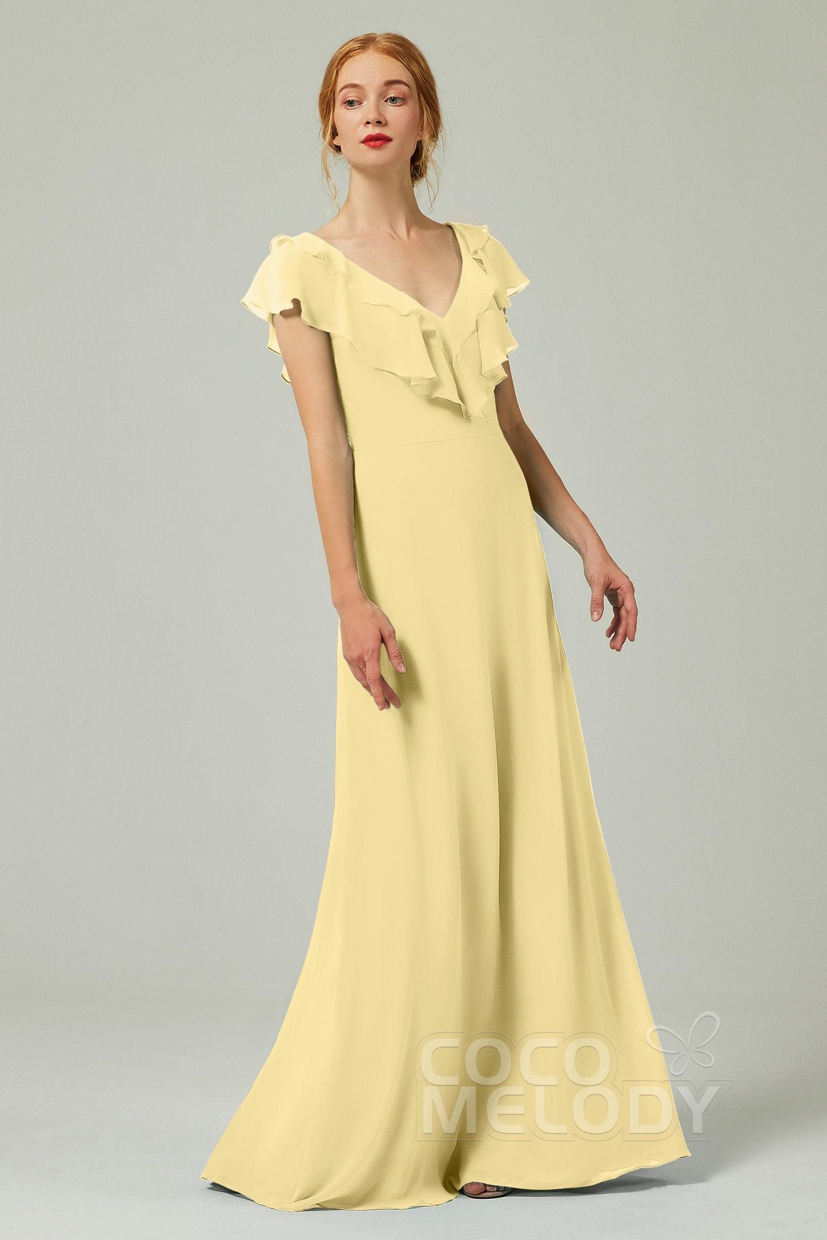 A-Line Floor Length Chiffon Bridesmaid Dress CB0323 - COCOMELODY