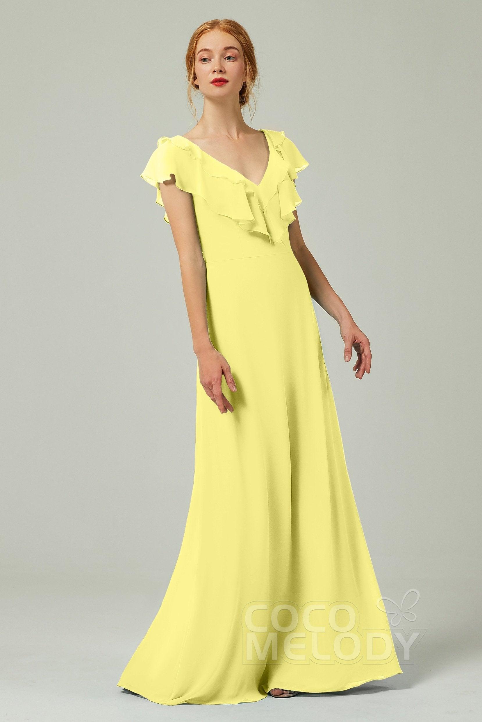 A-Line Floor Length Chiffon Bridesmaid Dress CB0323 - COCOMELODY