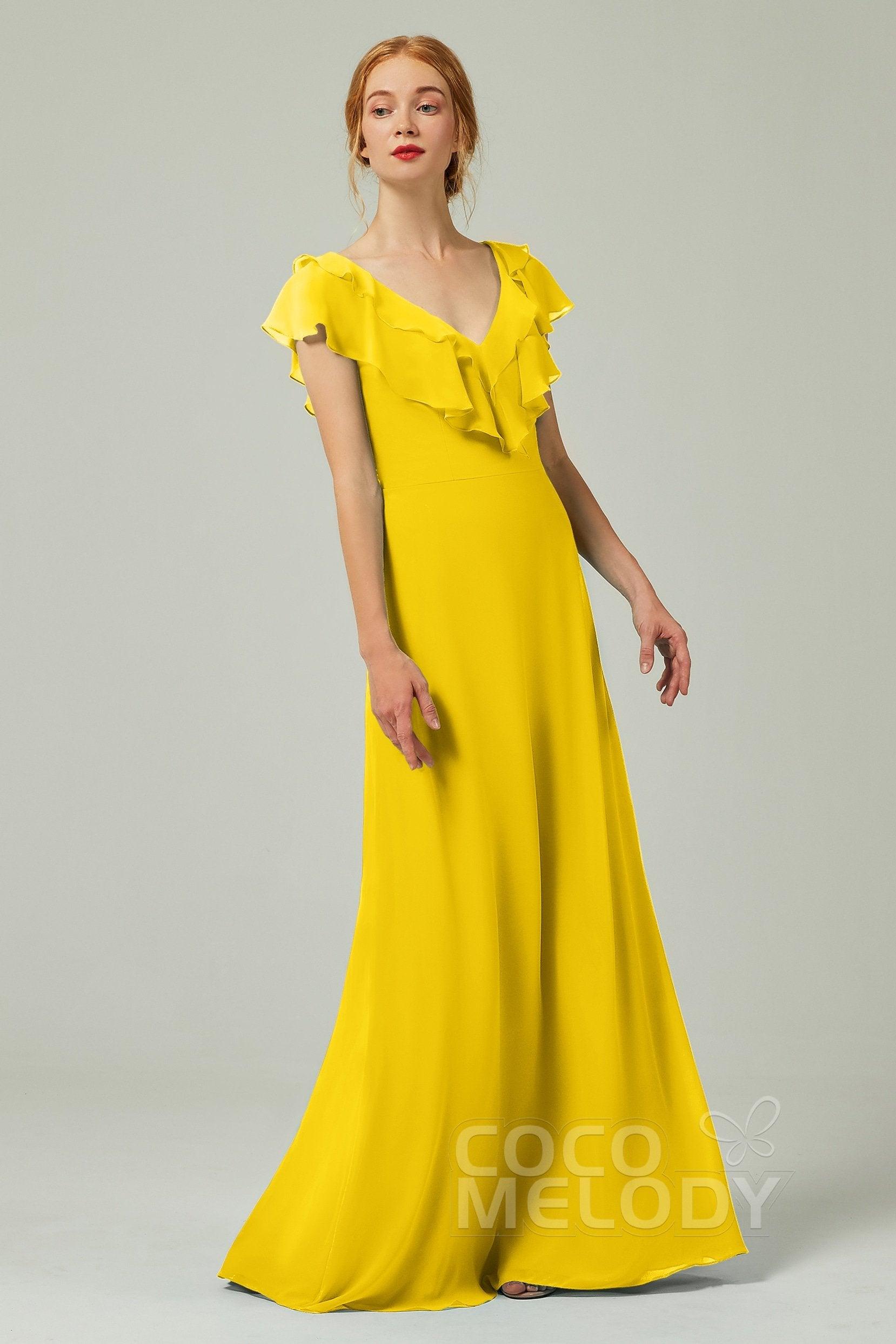 A-Line Floor Length Chiffon Bridesmaid Dress CB0323 - COCOMELODY