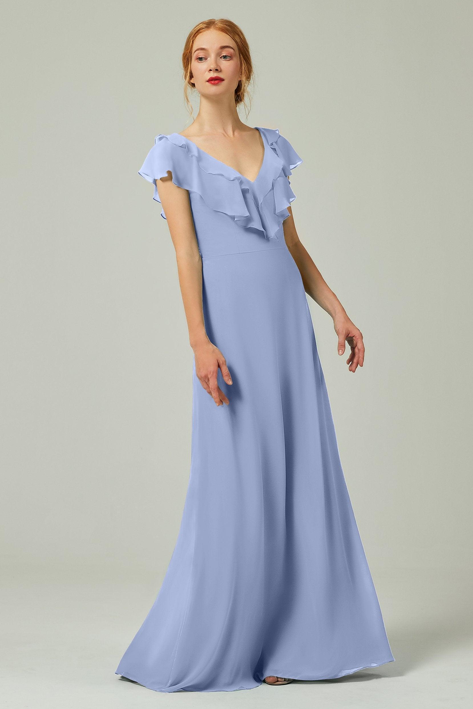 A-Line Floor Length Chiffon Bridesmaid Dress CB0323 - COCOMELODY