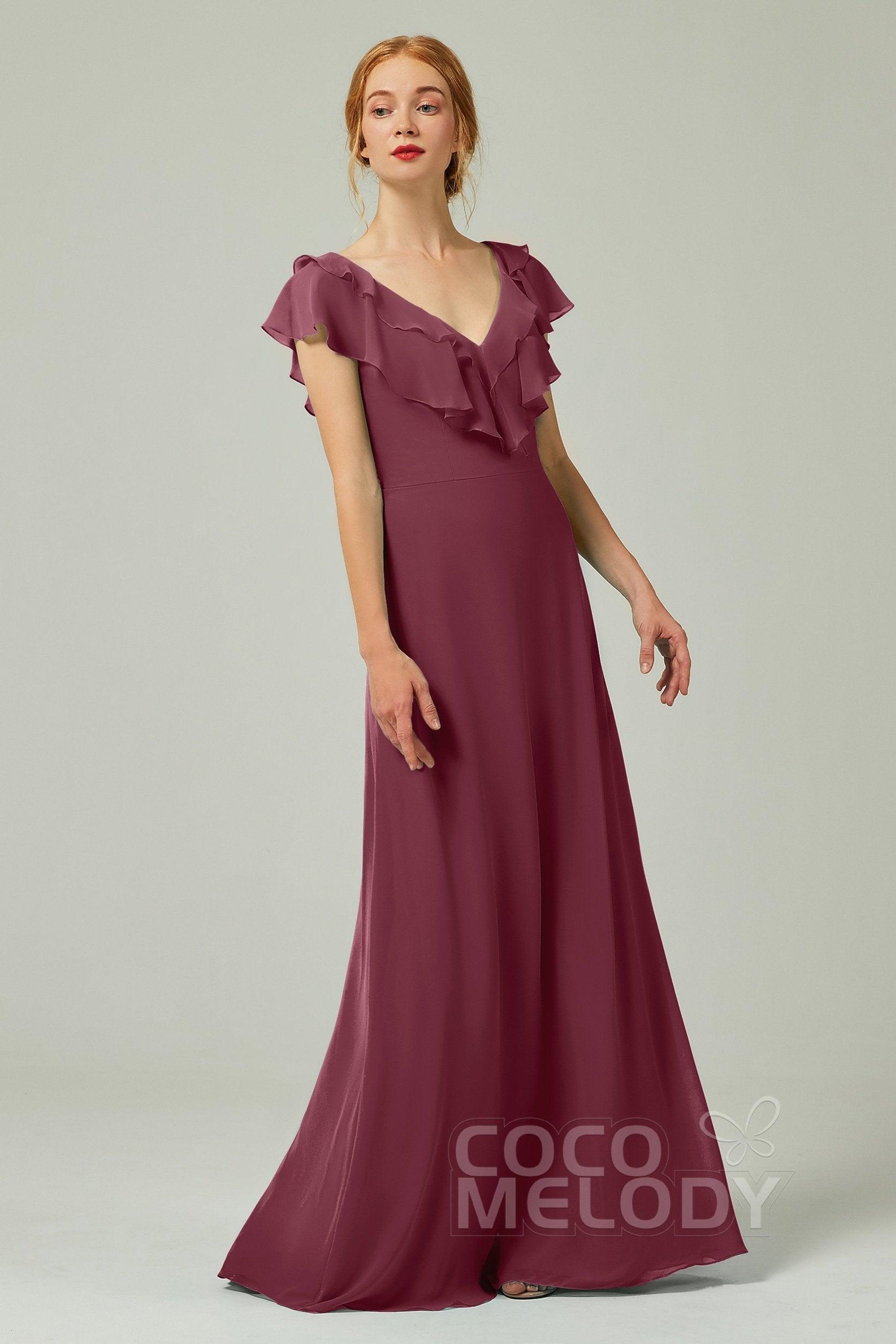 A-Line Floor Length Chiffon Bridesmaid Dress CB0323 - COCOMELODY