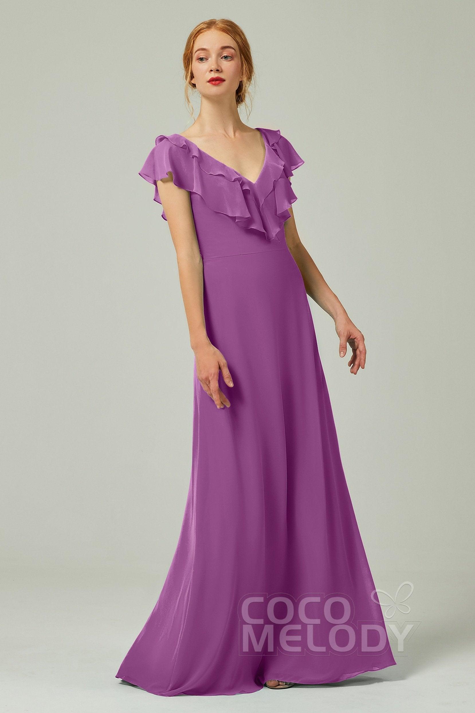 A-Line Floor Length Chiffon Bridesmaid Dress CB0323 - COCOMELODY